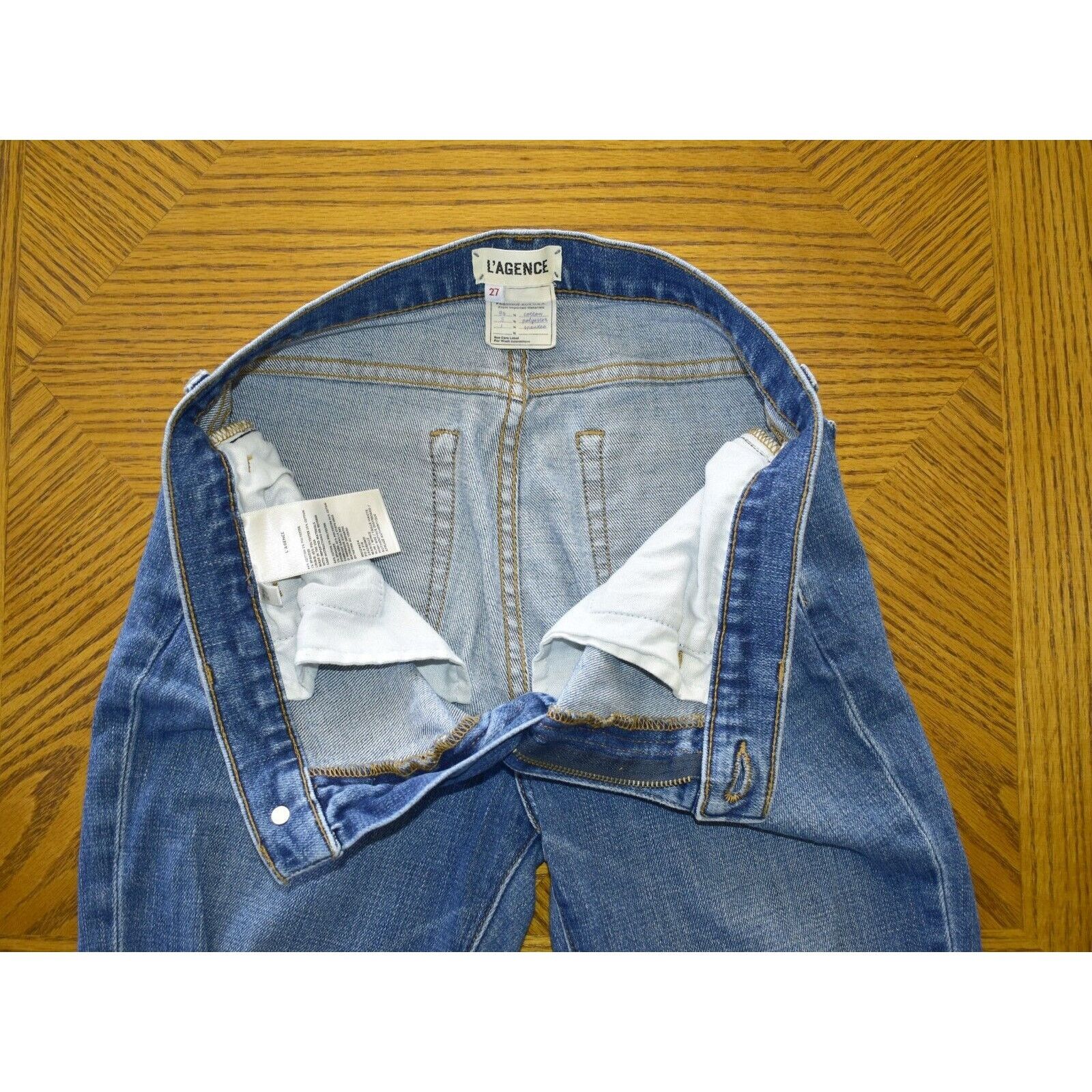 L'AGENCE LAGENCE Marcelle Blue Distressed Slim High Rise Jeans Sz 27 Size 27" / US 4 / IT 40 - 4 Thumbnail