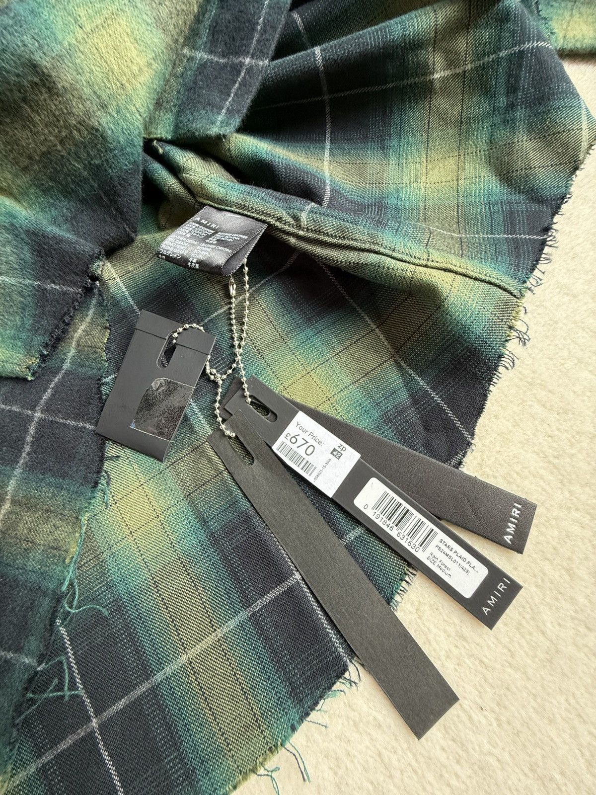 Amiri $990 Amiri leather star patch green flannel check shirt 48 Size US M / EU 48-50 / 2 - 23 Thumbnail