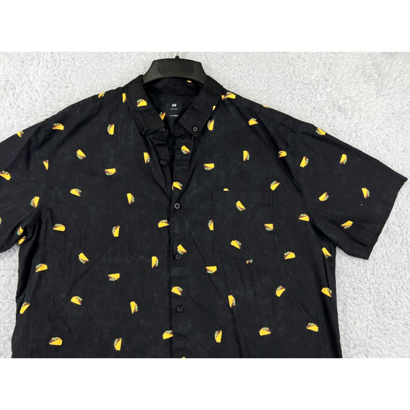 Vintage Visive Shirt Mens XL Black All Over Print AOP 100% Cotton Button-Up Shirt Mens Black Visive XL Shirt Size US XL / EU 56 / 4 - 5 Thumbnail