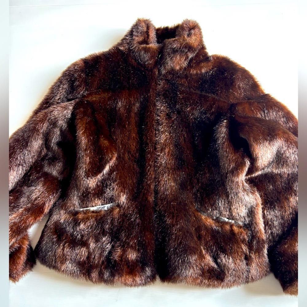 Designer Jones Studio Faux Fur Coat Size L / US 10 / IT 46 - 1 Thumbnail