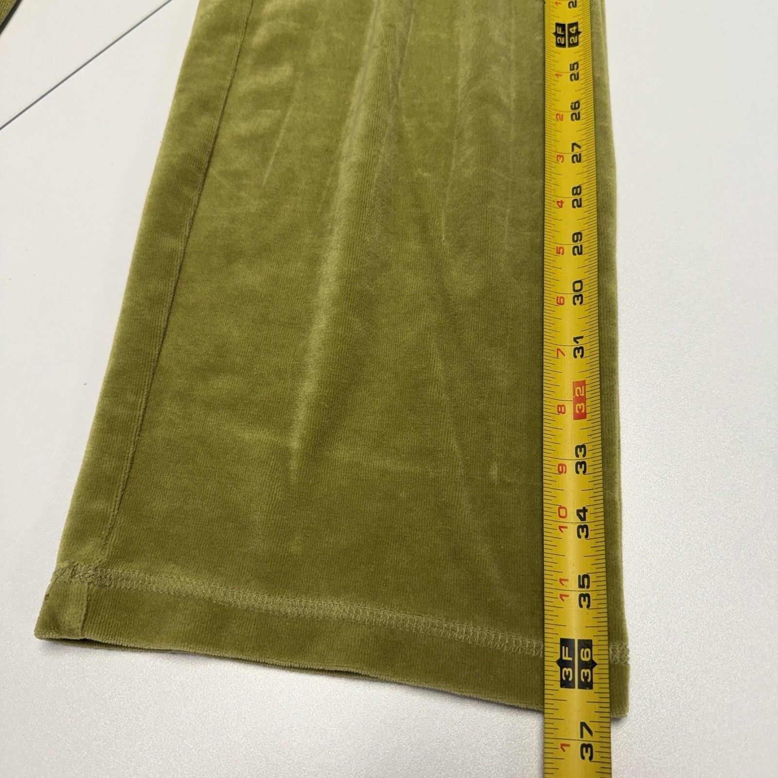 Bcbgmaxazria Vintage BCBG Pants Womens Size PL Olive Yellow Velour Embroi Size 31" - 17 Thumbnail