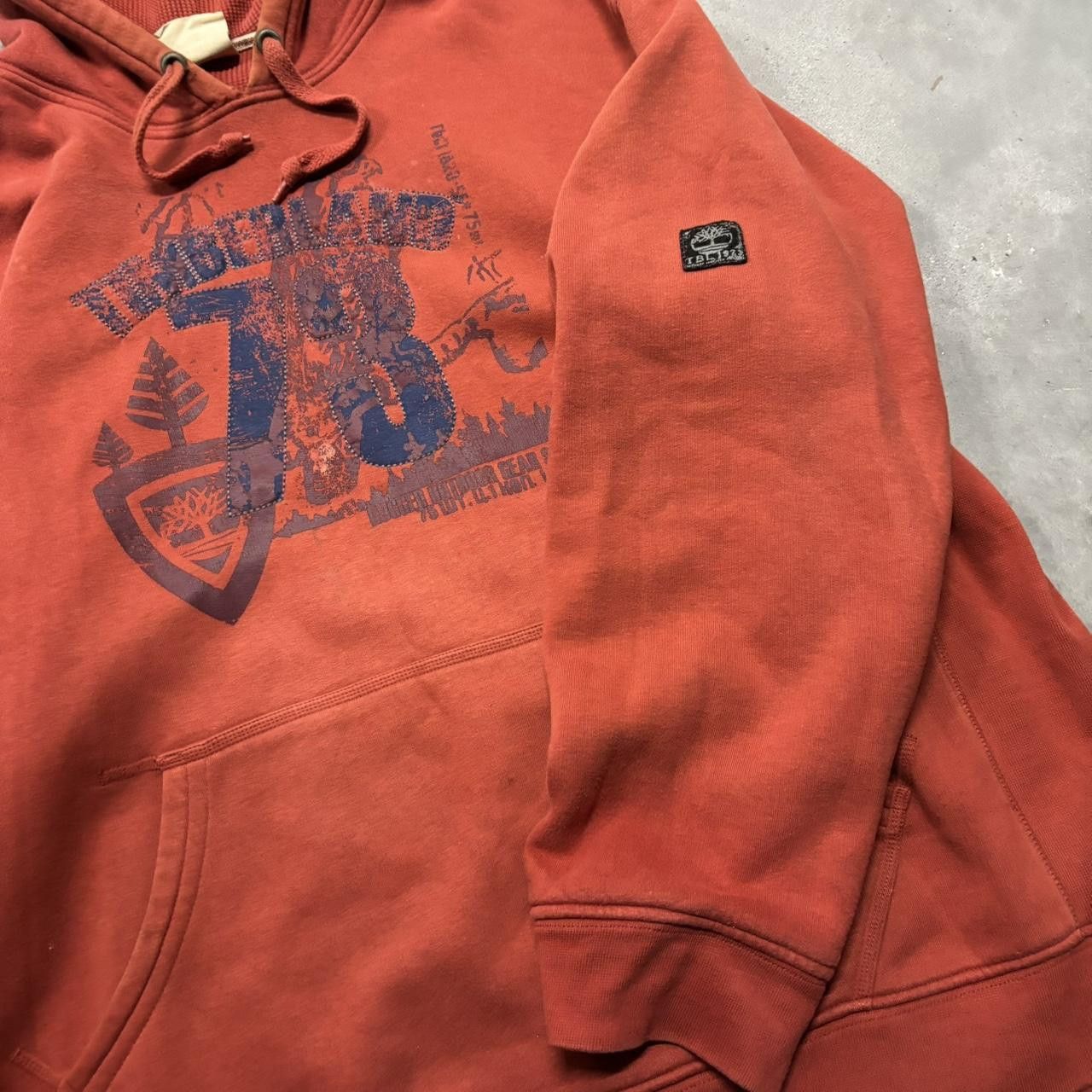 Timberland × Vintage Crazy Vintage Y2K/2000s Grunge Orange Timberland y2k Style Streetwear Hoodie! Size US XXL / EU 58 / 5 - 4 Thumbnail
