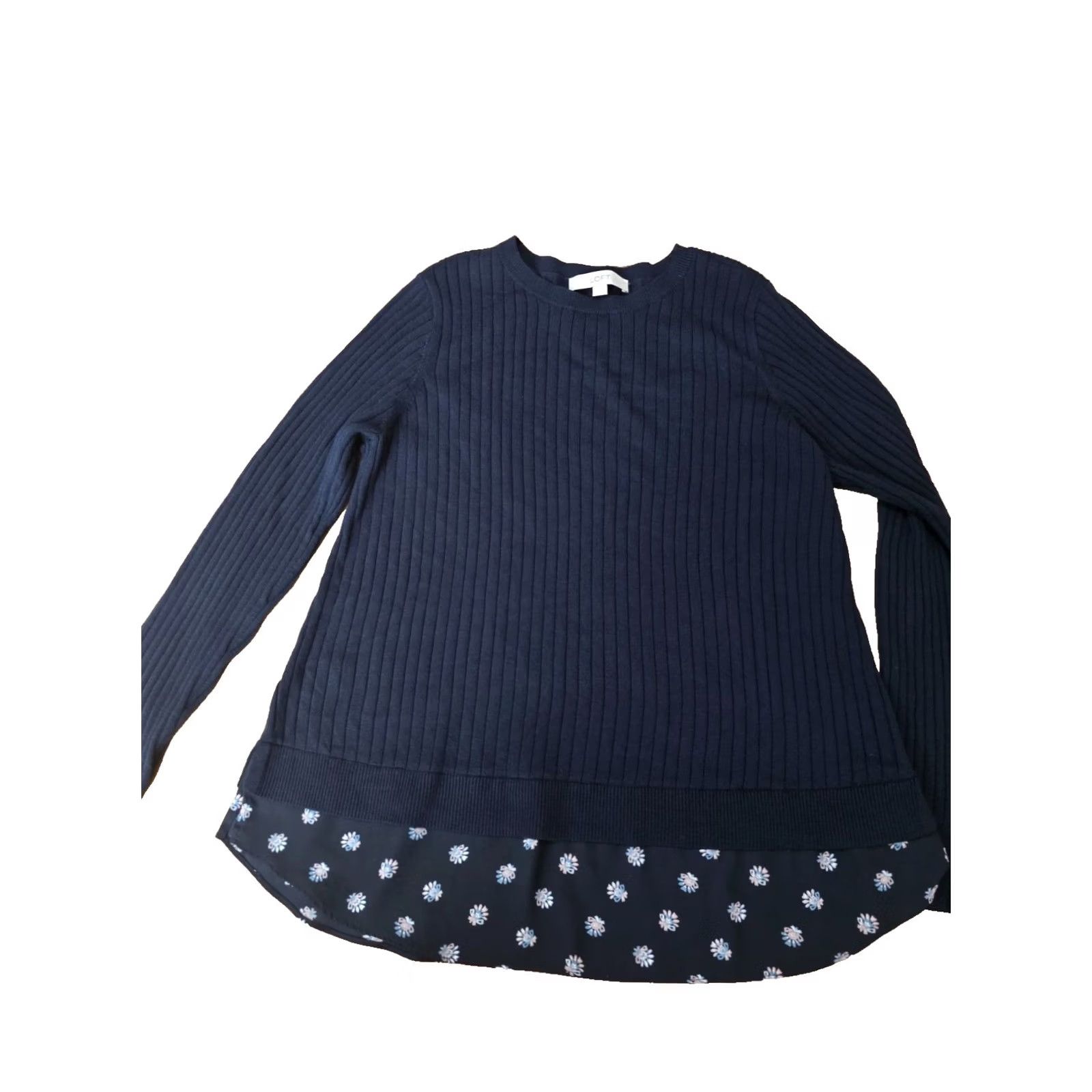 Loft LOFT Pullover Sweater Women XL Black Acrylic Floral Long Sleeve Crew Neck Knit Tight-Knit Vintage No Size XL / US 12-14 / IT 48-50 - 3 Thumbnail
