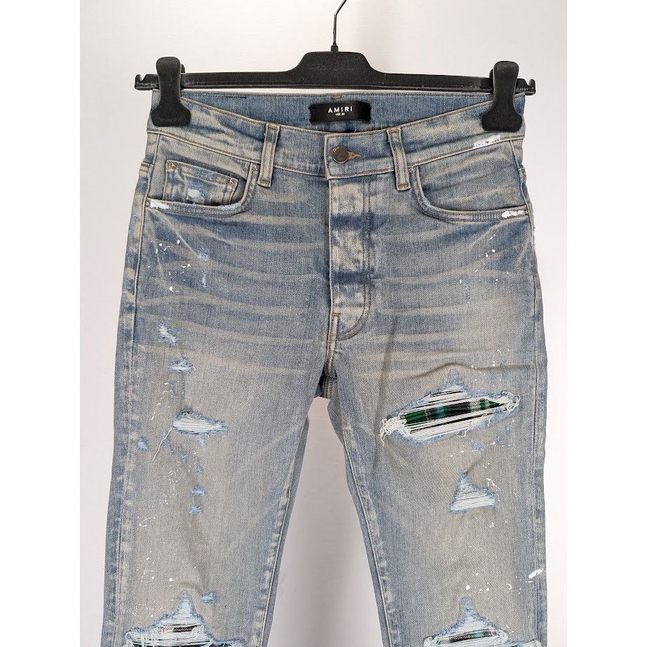 Amiri o1rshd1 MX1 Plaid Jeans in Clay Indigo Size US 30 / EU 46 - 3 Thumbnail