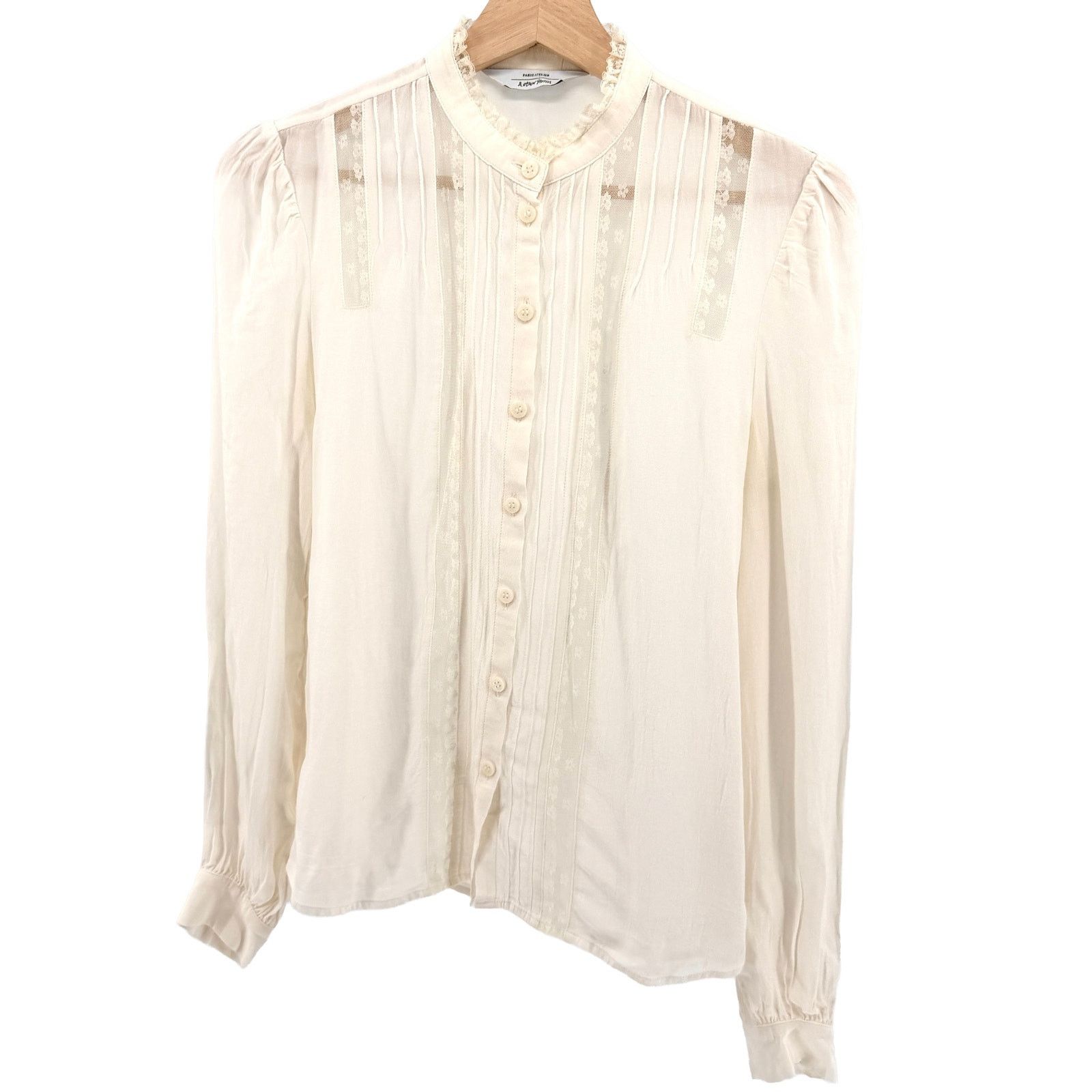 & Other Stories Cream Lace Pintuck Button Down Blouse Size XS / US 0-2 / IT 36-38 - 1 Thumbnail