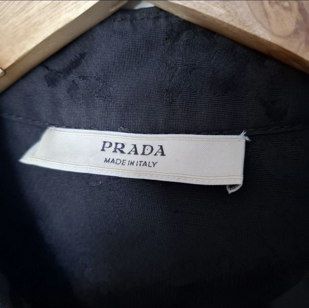 Prada PRADA Black Floral Printed Buttoned Silk Suit Jacket Size M / US 6-8 / IT 42-44 - 6 Thumbnail