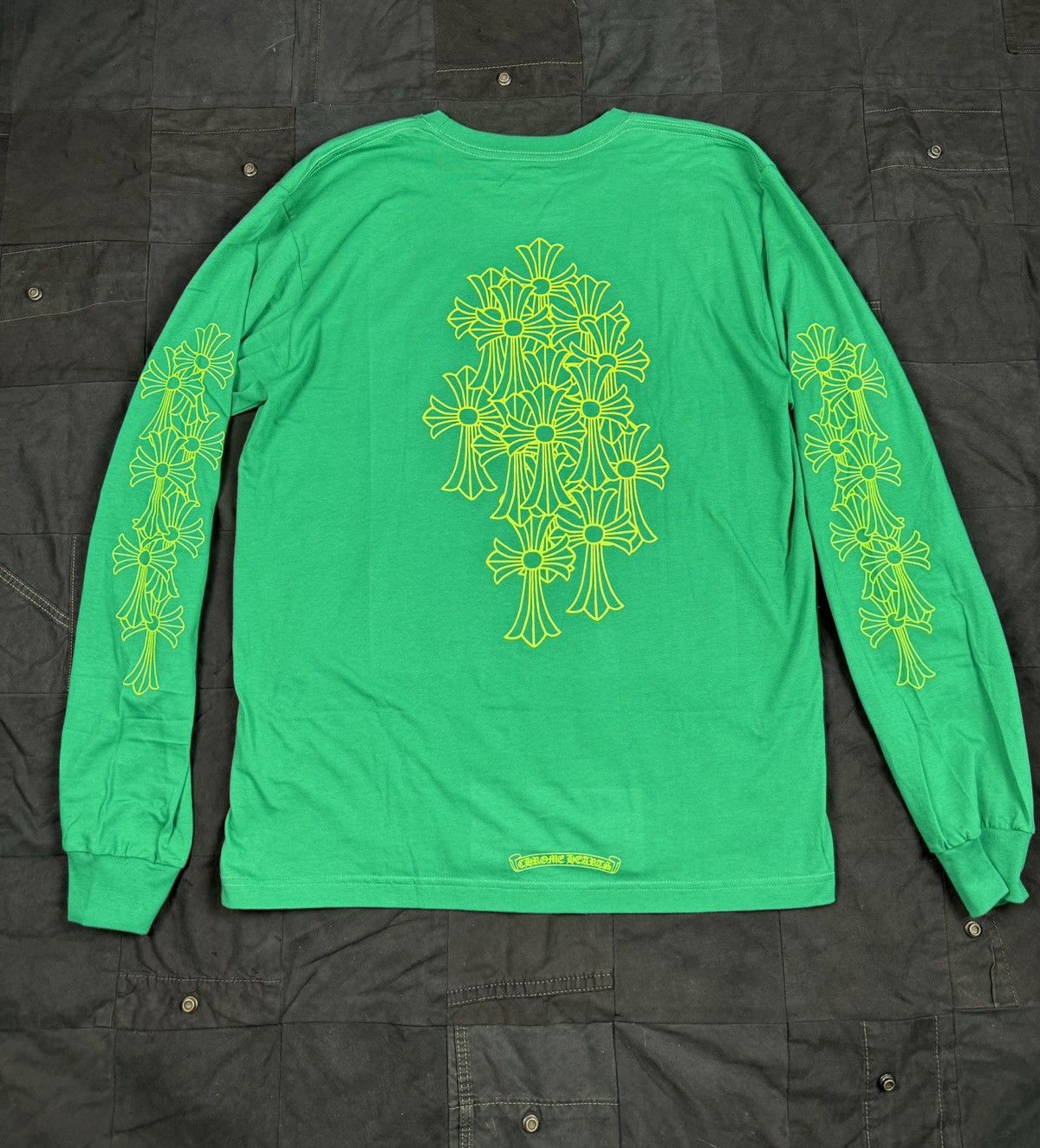 image of Chrome Hearts Green/yellow Cross Shirt, Men's (Size XL)