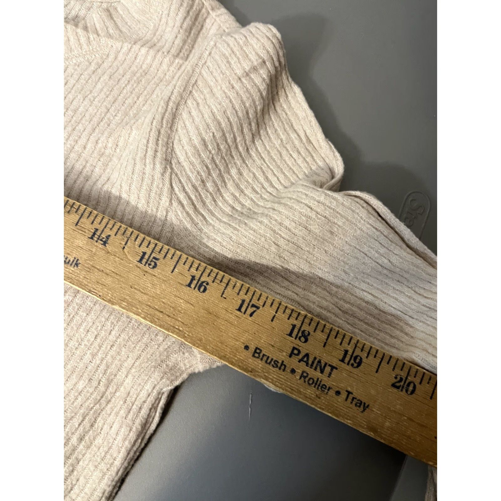 Abercrombie & Fitch Abercrombie & Fitch Women's Beige Ribbed Long Sleeve T-Shirt XS Slim Fit Basic Stretch Office Casual Size XS / US 0-2 / IT 36-38 - 5 Thumbnail