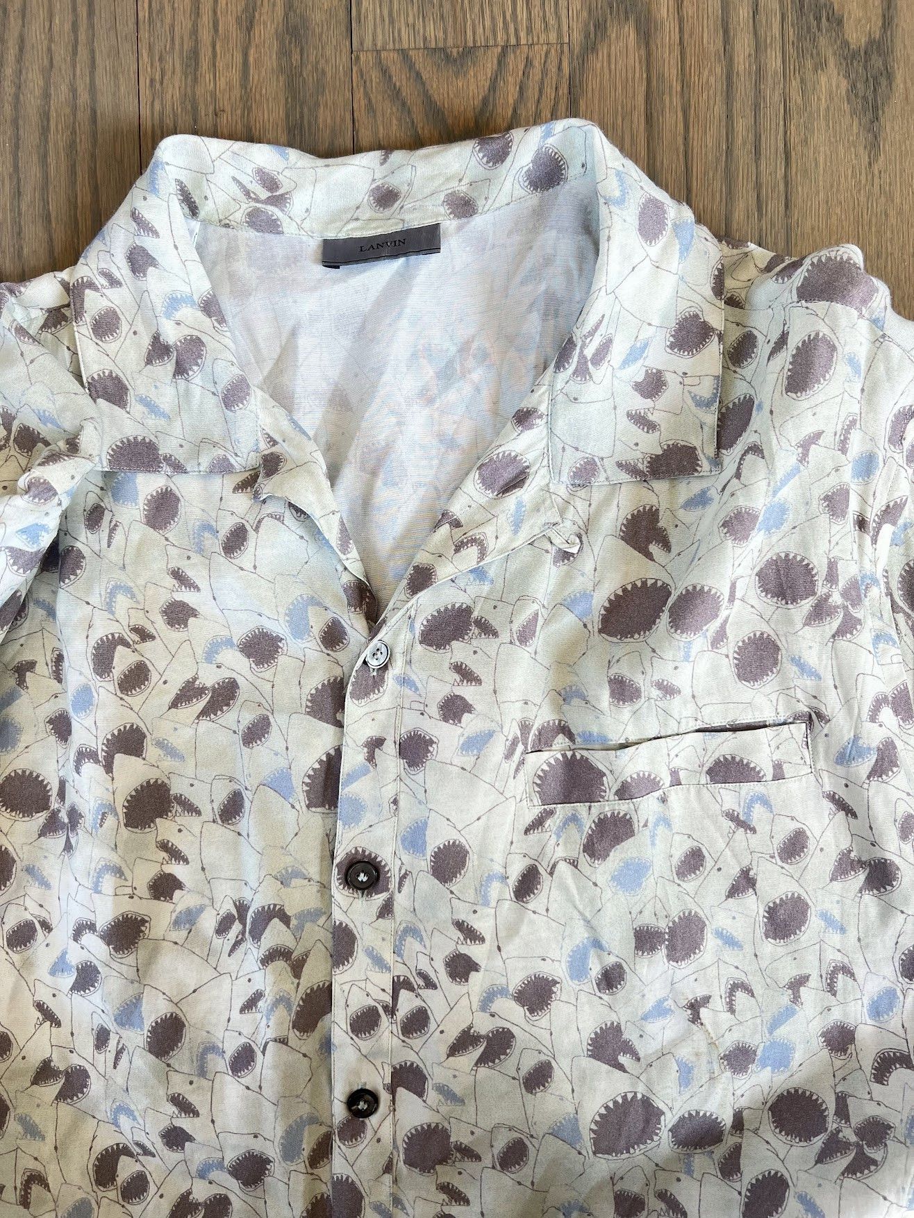 Lanvin Lanvin Shark Print Short Sleeve Shirt Size US XL / EU 56 / 4 - 2 Thumbnail
