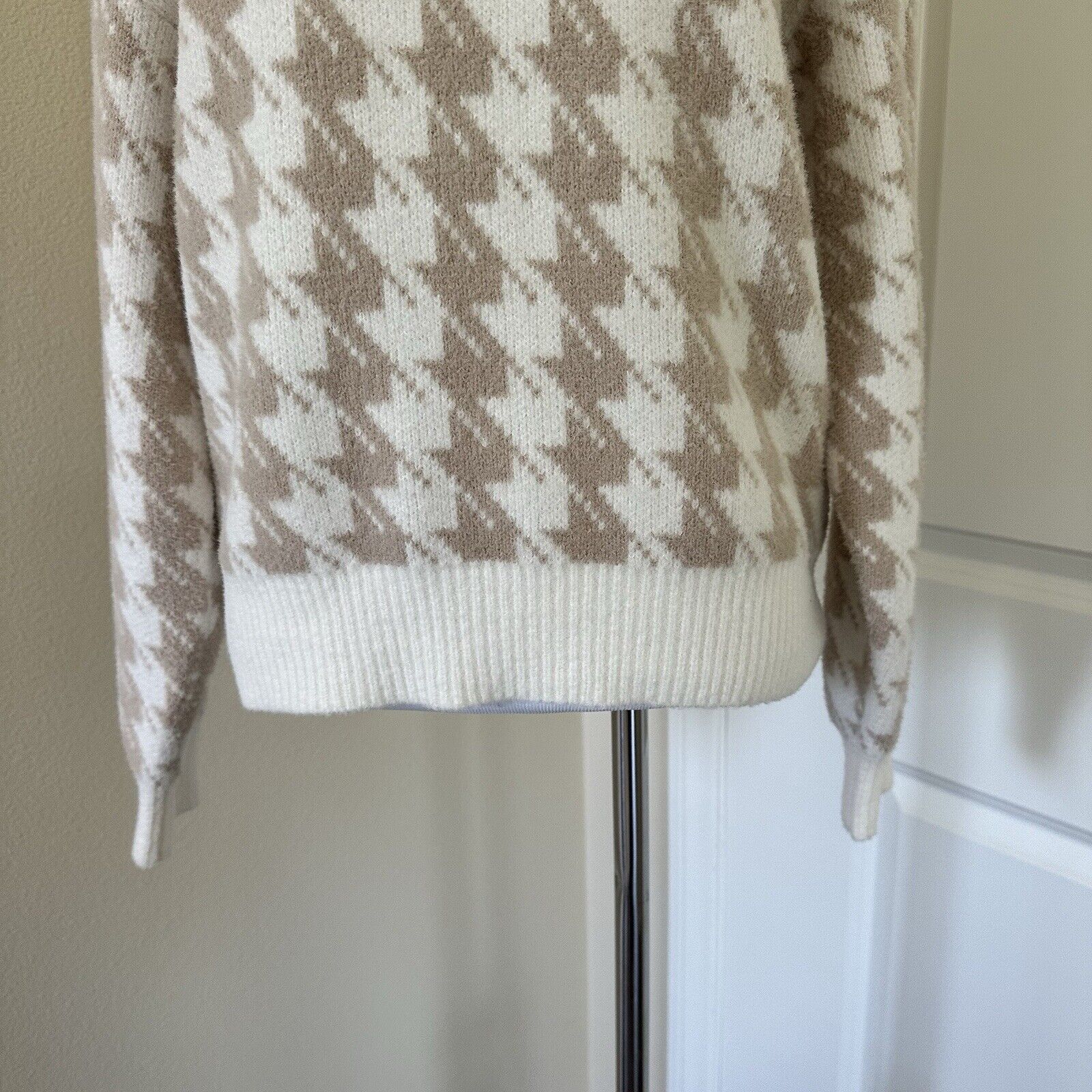 Z Supply Z Supply Houndstooth Women Crew Sweater Sandstone XS NWT Size XS / US 0-2 / IT 36-38 - 3 Thumbnail