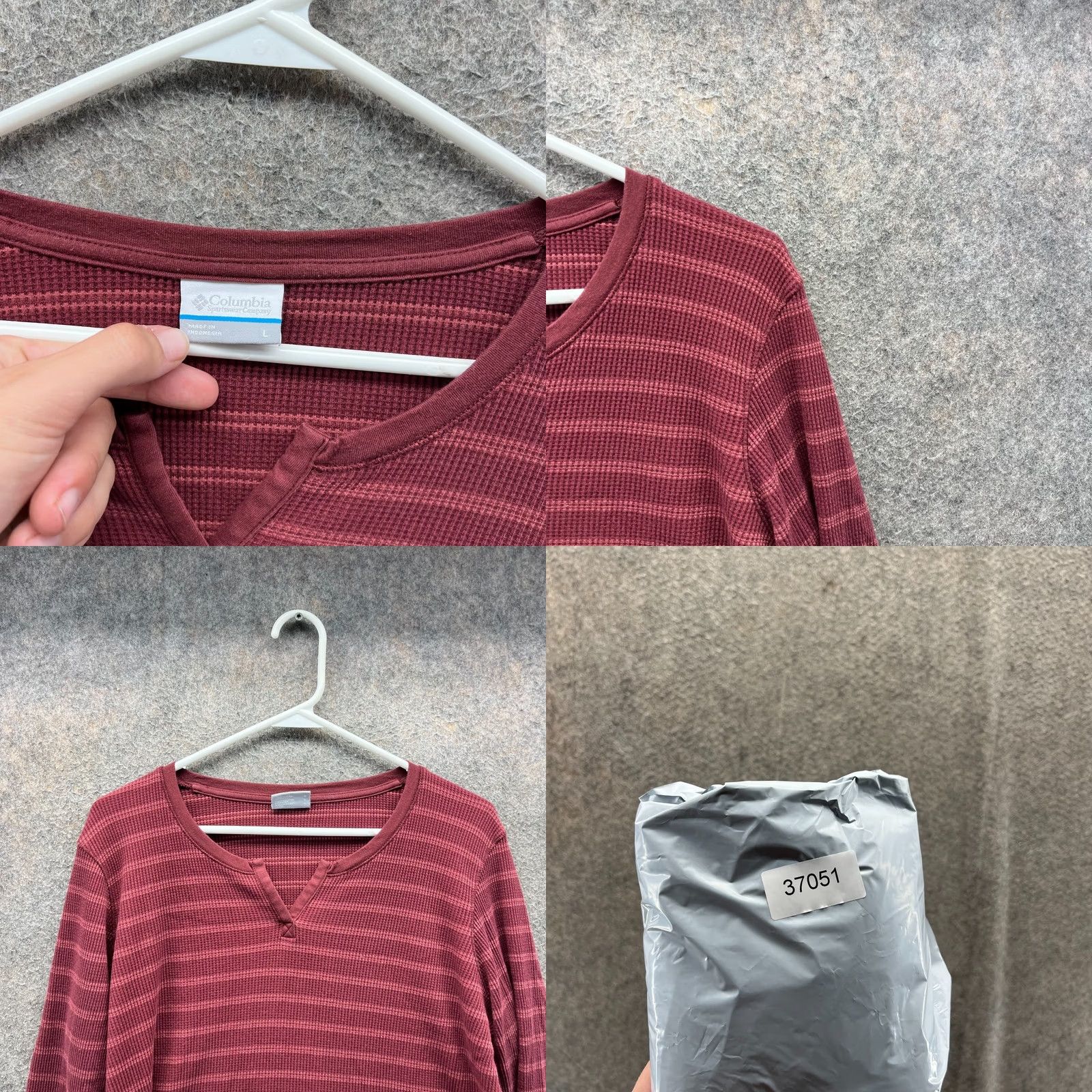 Vintage Columbia Shirt Women Large Burgundy Thermal Waffle Knit Long Sleeve Pullover Top Size L / US 10 / IT 46 - 8 Thumbnail