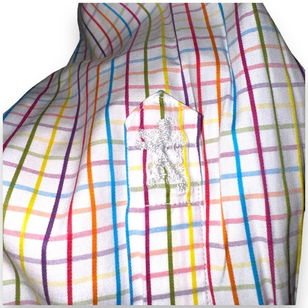 BUGATCHI Bugatchi Uomo Technicolor Check Shaped-Fit Dress Shirt 15 M Size US M / EU 48-50 / 2 - 6 Thumbnail