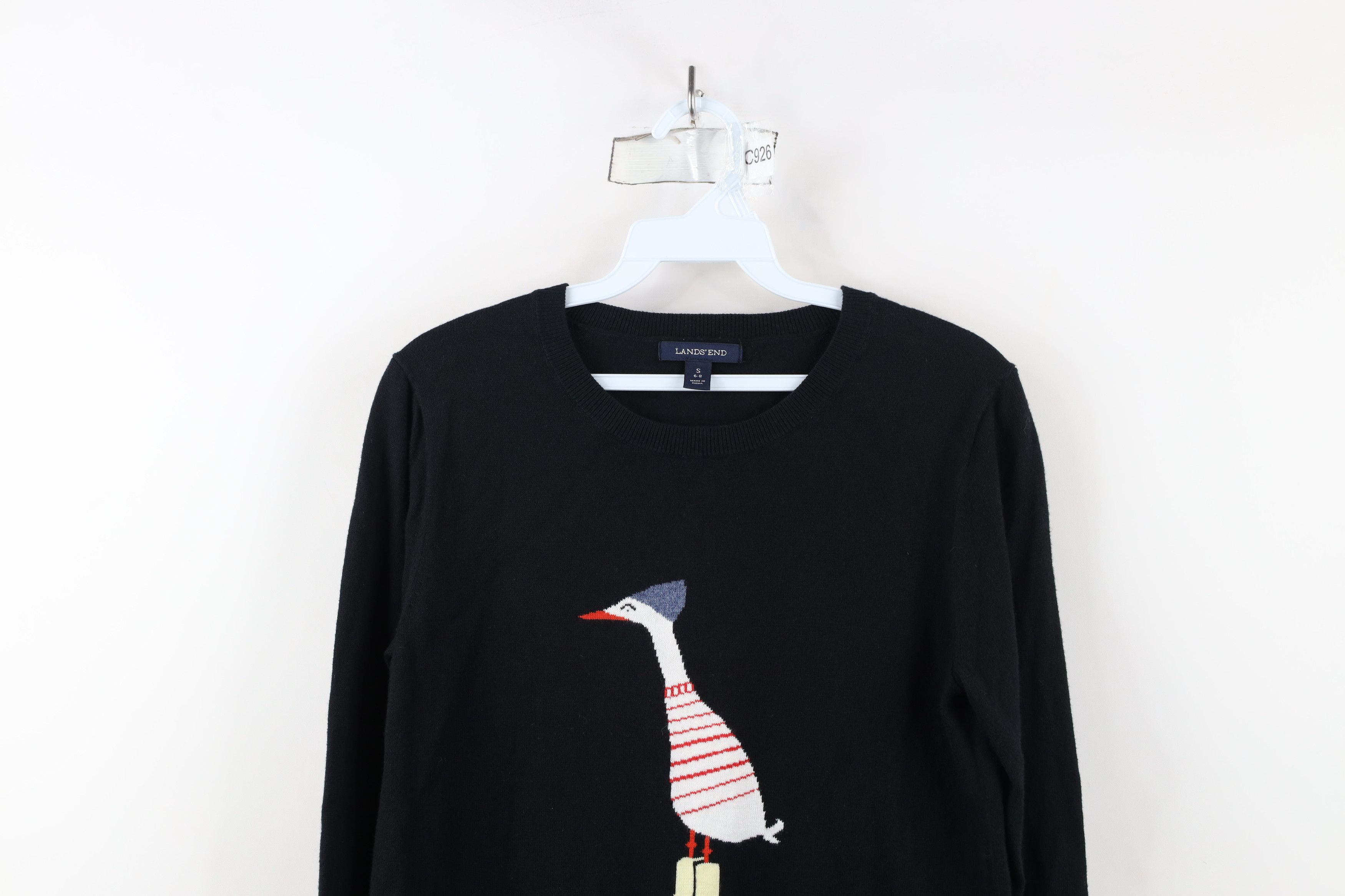 Lands' End × Vintage Vintage Lands End Blend Knit Duck Crewneck Sweater Black Size S / US 4 / IT 40 - 2 Thumbnail