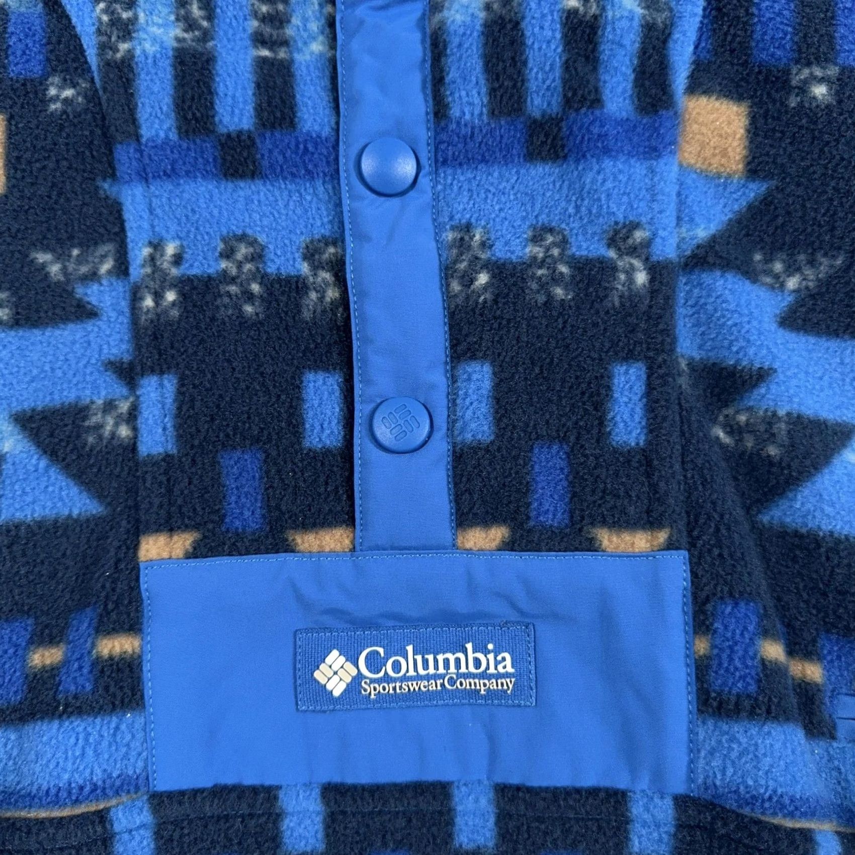 Vintage Columbia Mens Fleece Pullover XL Blue Aztec Retro 90s Style ICONS Powder Keg Size US XL / EU 56 / 4 - 3 Thumbnail
