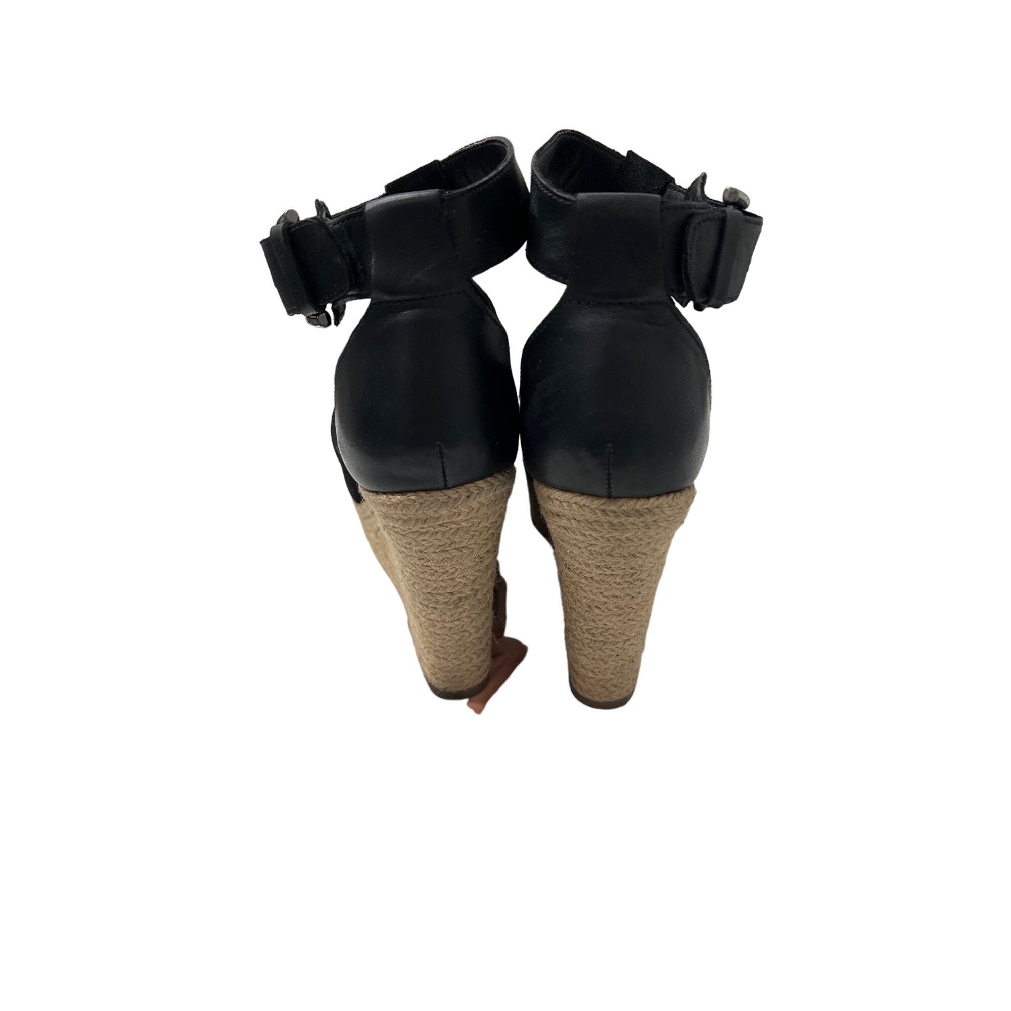 Marc Fisher Marc Fisher Black Suede T-Strap Wedge Sandals Size US 7.5 / IT 37.5 - 5 Thumbnail