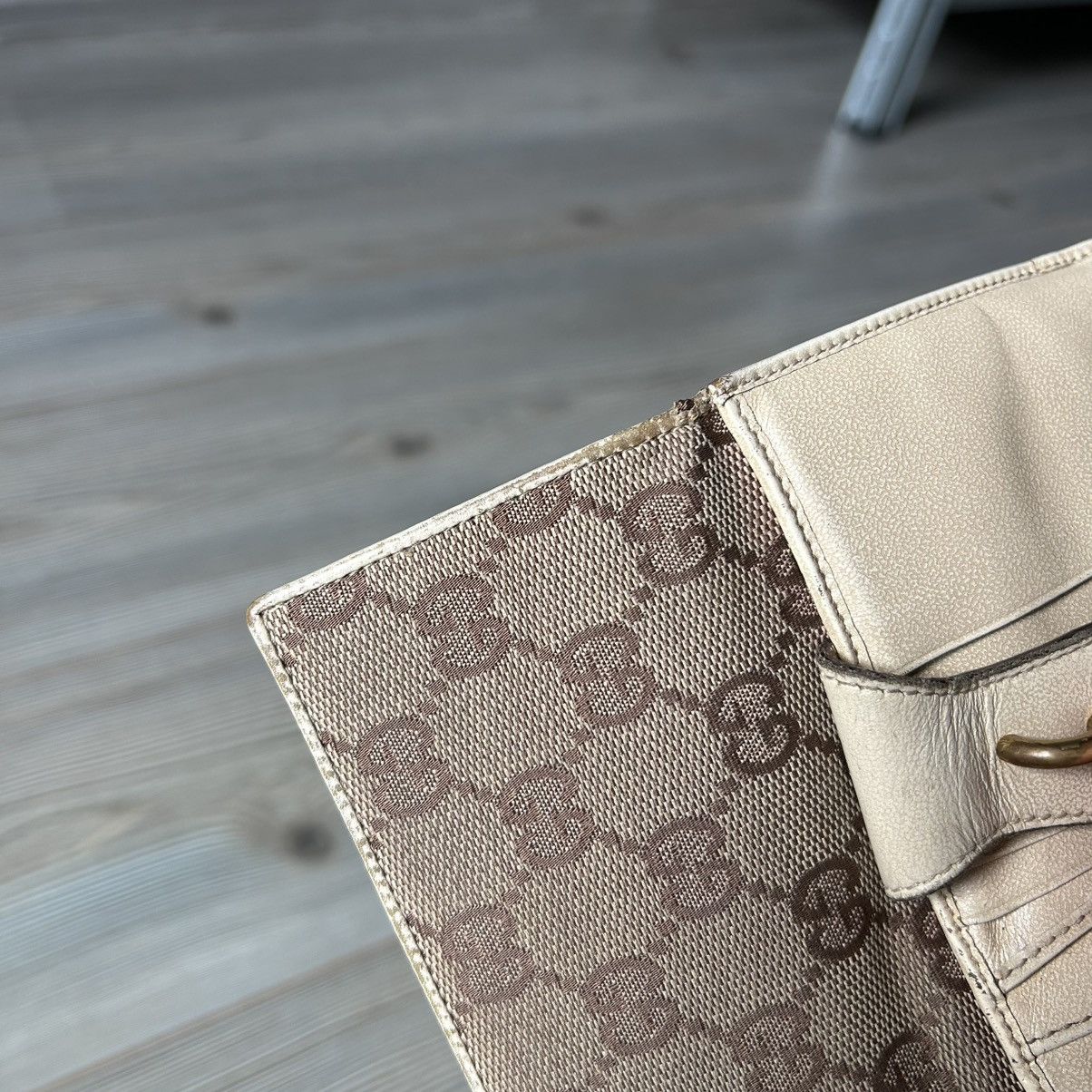 Gucci GUCCI GG BROWN WHITE CANVAS X LEATHER COMPACT WALLET Size ONE SIZE - 19 Thumbnail
