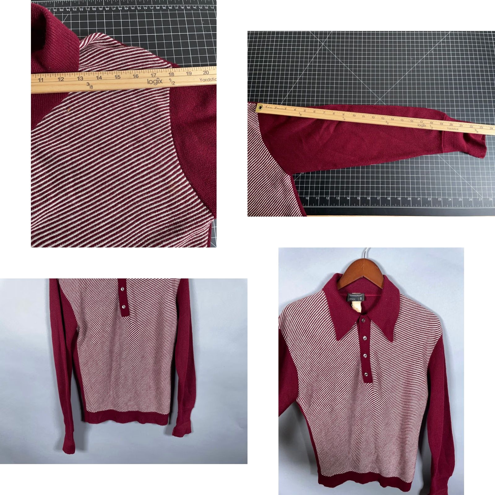 Vintage VINTAGE TownCraft Sweater Shirt Mens Small Red White Angled Stripe Collared 60s Retro Hipster Size US S / EU 44-46 / 1 - 8 Thumbnail