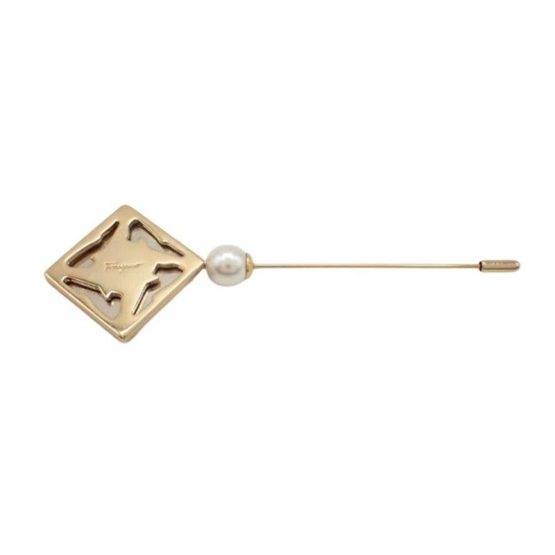Salvatore Ferragamo Salvatore Ferragamo Gold Tone Faux Pearl Stiletto Stick Pin Size ONE SIZE - 4 Thumbnail