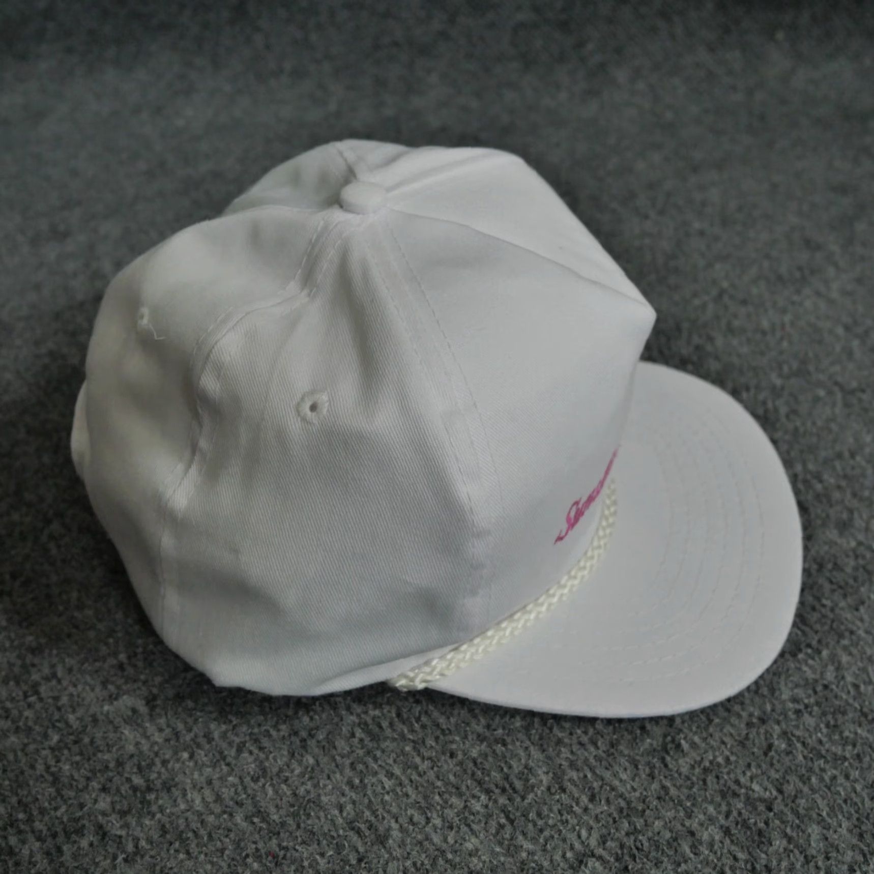Vintage VINTAGE Sunshine Biscuits Hat Adult White Pink Logo Snap Back Mens 90s Size ONE SIZE - 6 Thumbnail