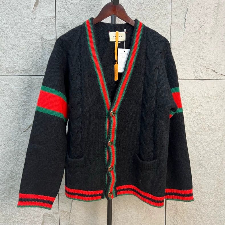Gucci Gucci Size 1 Classic red and green striped black cardigan s Size US XS / EU 42 / 0 - 1 Thumbnail