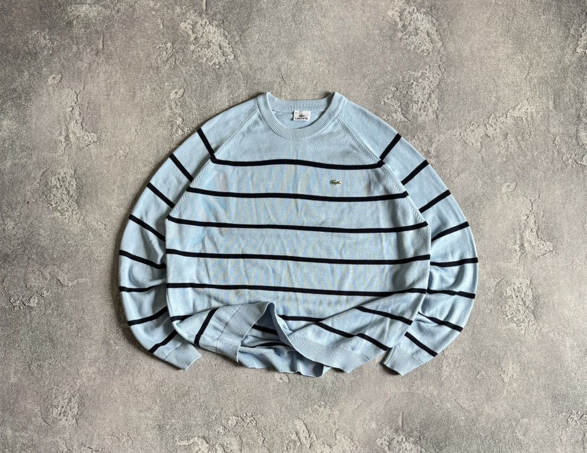 Lacoste × Vintage Lacoste 10size striped blue knitwear sweater jumper pullover Size US XXL / EU 58 / 5 - 1 Thumbnail