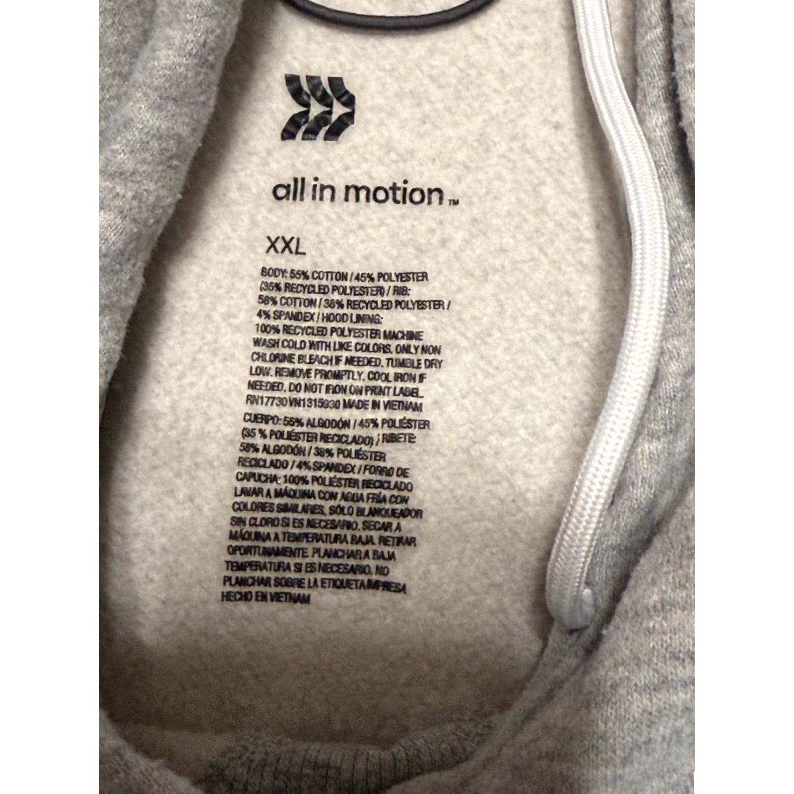 Vintage All In Motion Hoodie Men's XXL Gray Pullover Sweatshirt Drawstring Size US XXL / EU 58 / 5 - 5 Thumbnail