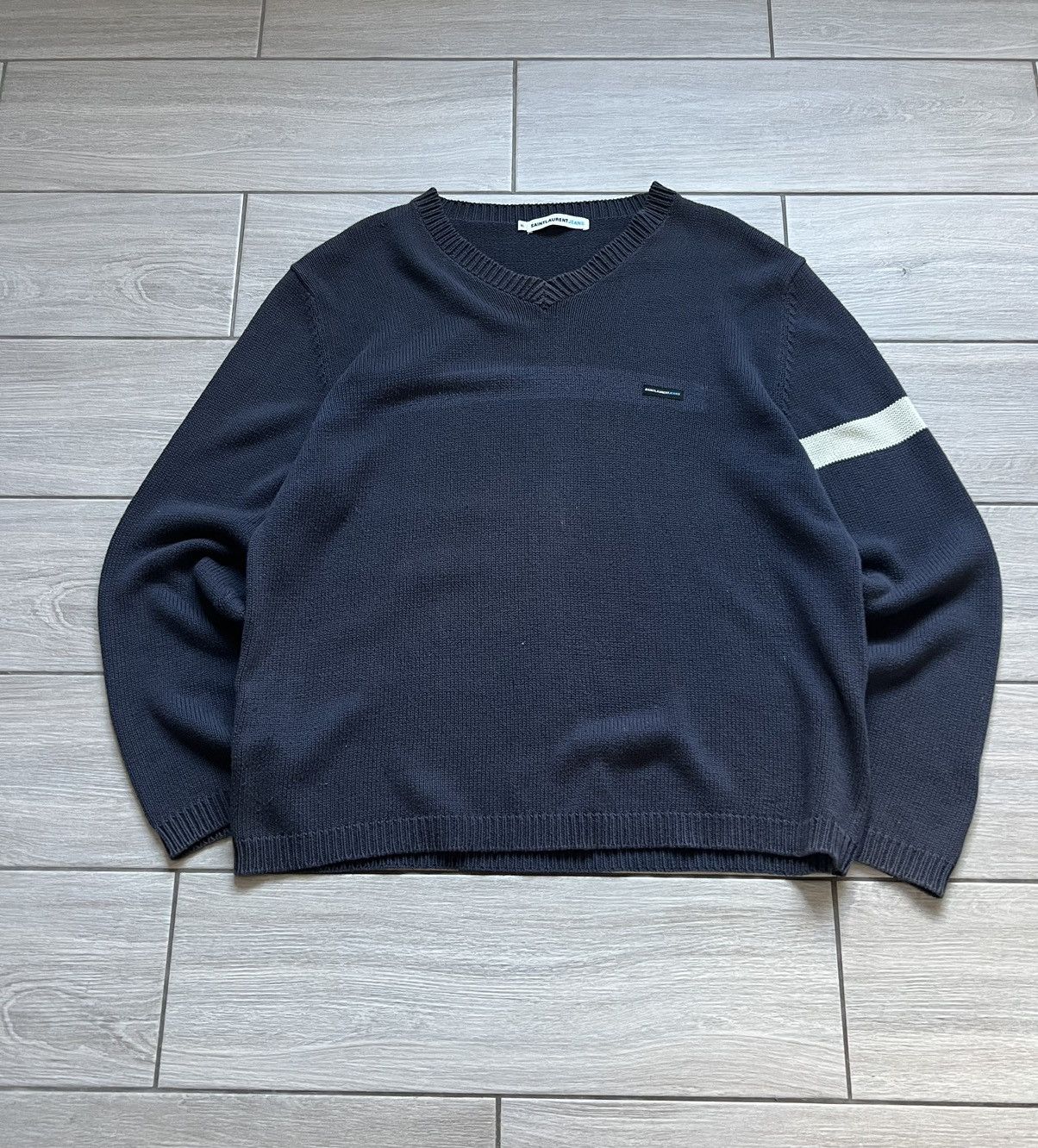 Yves Saint Laurent Saint Laurent Jeans Vintage Faded Sweater Knit Size US XL / EU 56 / 4 - 1 Thumbnail