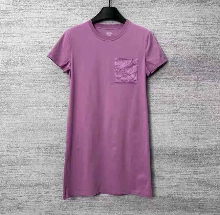 Hermes lavender embroidered t-shirt dress by hermes Size US S / EU 44-46 / 1 - 1 Thumbnail