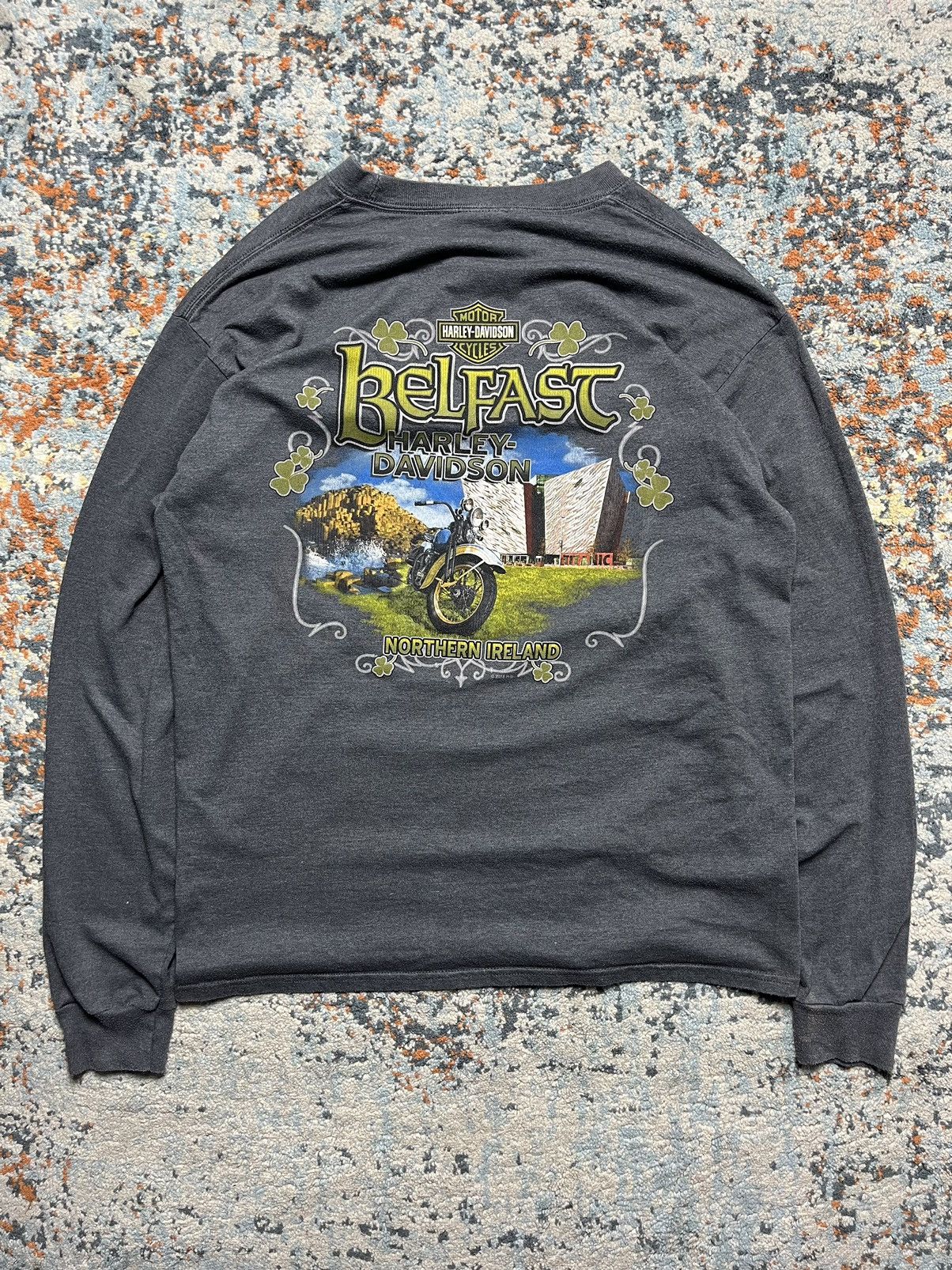 Harley Davidson Vintage 00s Harley Davidson Belfast Ireland long sleeve tee Size US XL / EU 56 / 4 - 1 Thumbnail