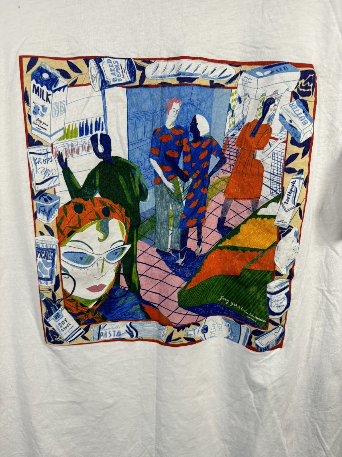 Designer × Japanese Brand × Vintage Lulu Guinness Cartoon Printed White T Shirt Oldmoney Size L / US 10 / IT 46 - 5 Thumbnail