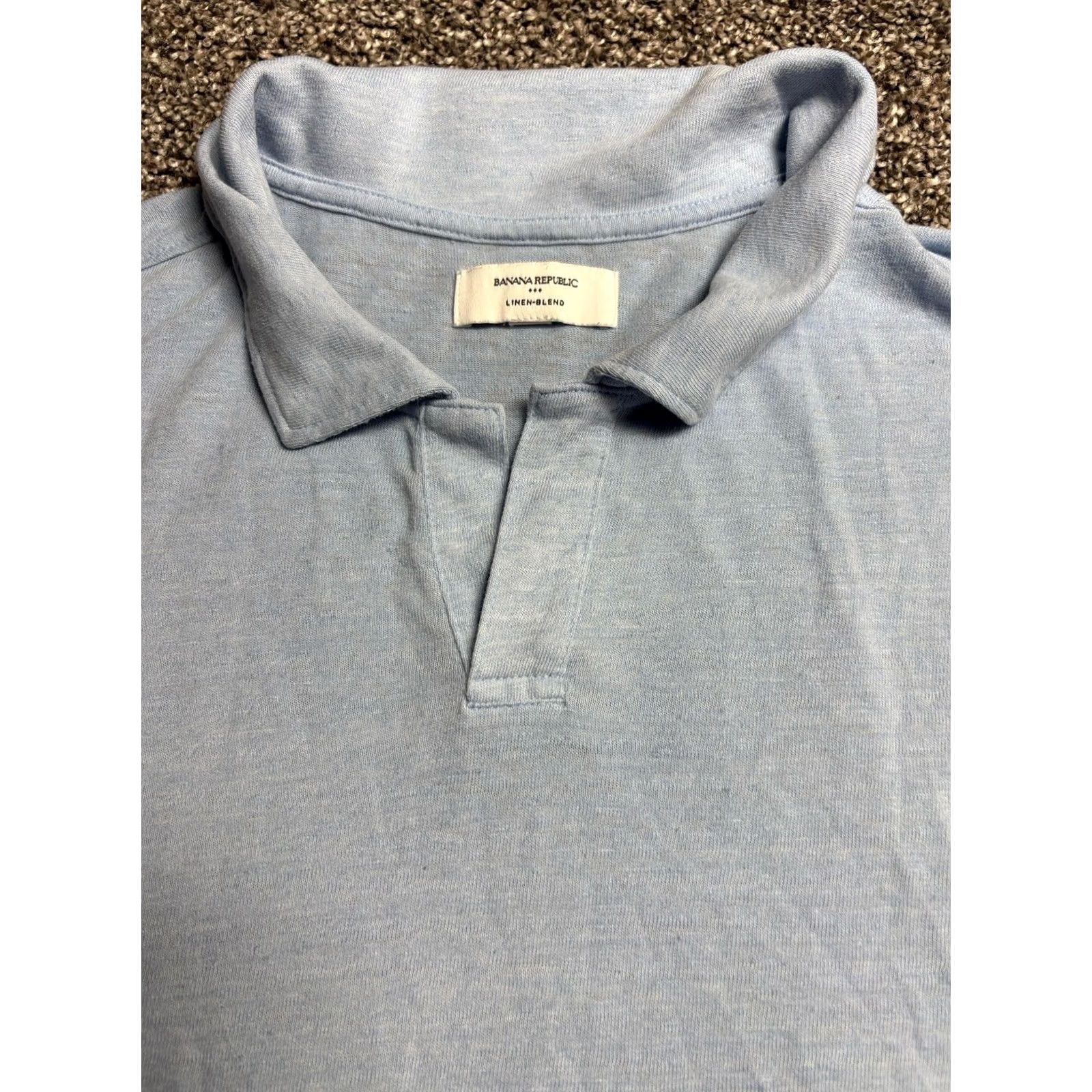 Banana Republic Banana Republic Polo Shirt Mens XL Blue Linen Blend Short Sleeve Collared Preppy Luxury Resort Regular Shirt Size US XL / EU 56 / 4 - 2 Thumbnail