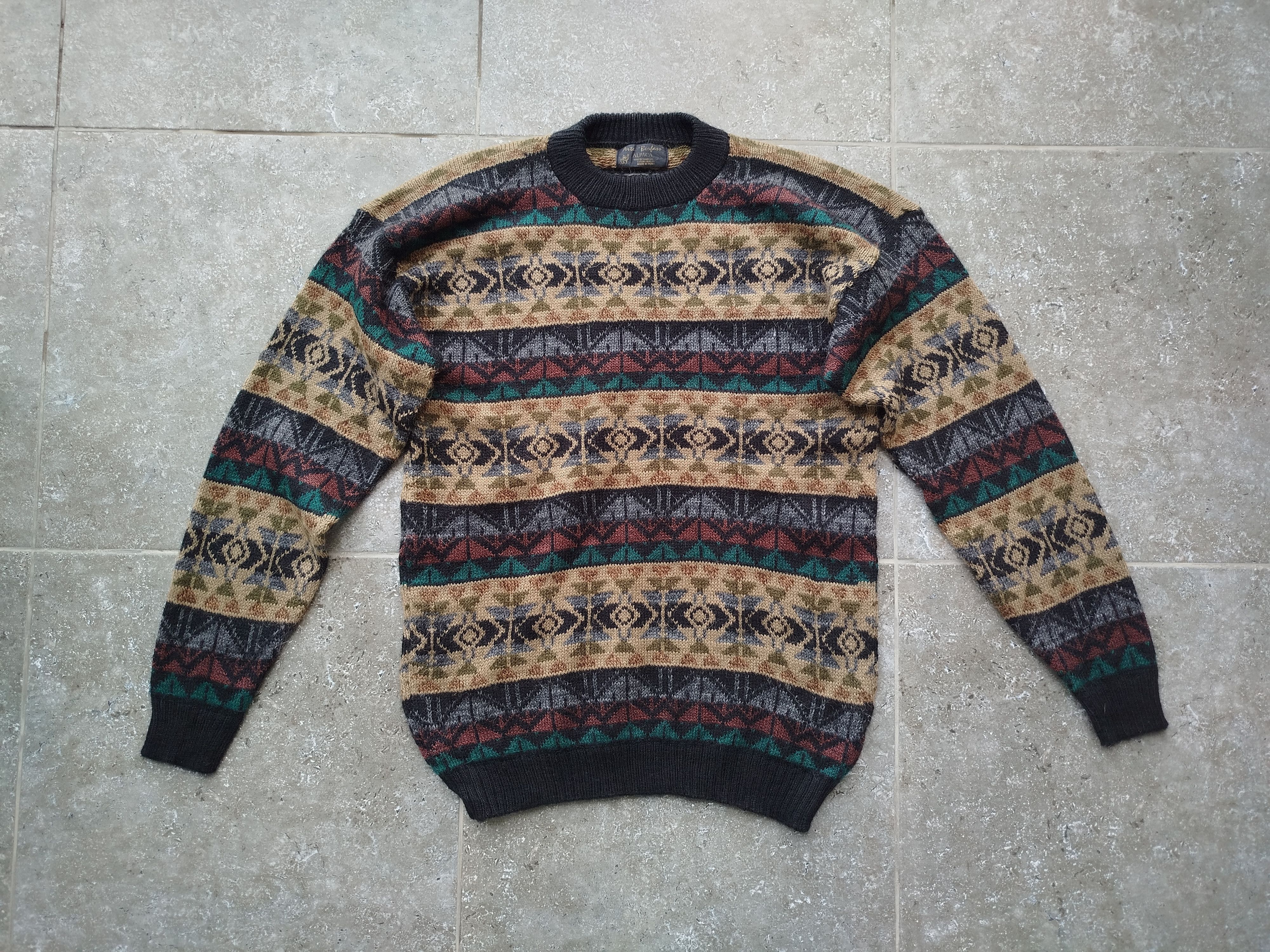 Vintage Peru Sweater Jumper Alpaca Knitted Crew Neck Ethnic Unisex Size US L / EU 52-54 / 3 - 2 Thumbnail