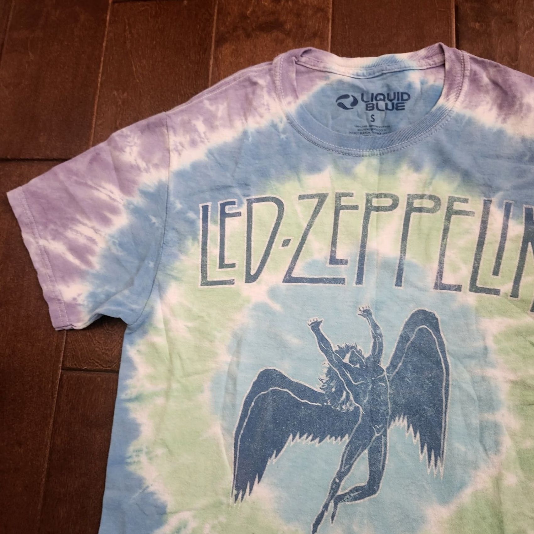 Liquid Blue Liquid Blue Shirt Mens S Led Zeppelin Tie Dye Band USA Rock Tee STAINS Size US S / EU 44-46 / 1 - 4 Thumbnail