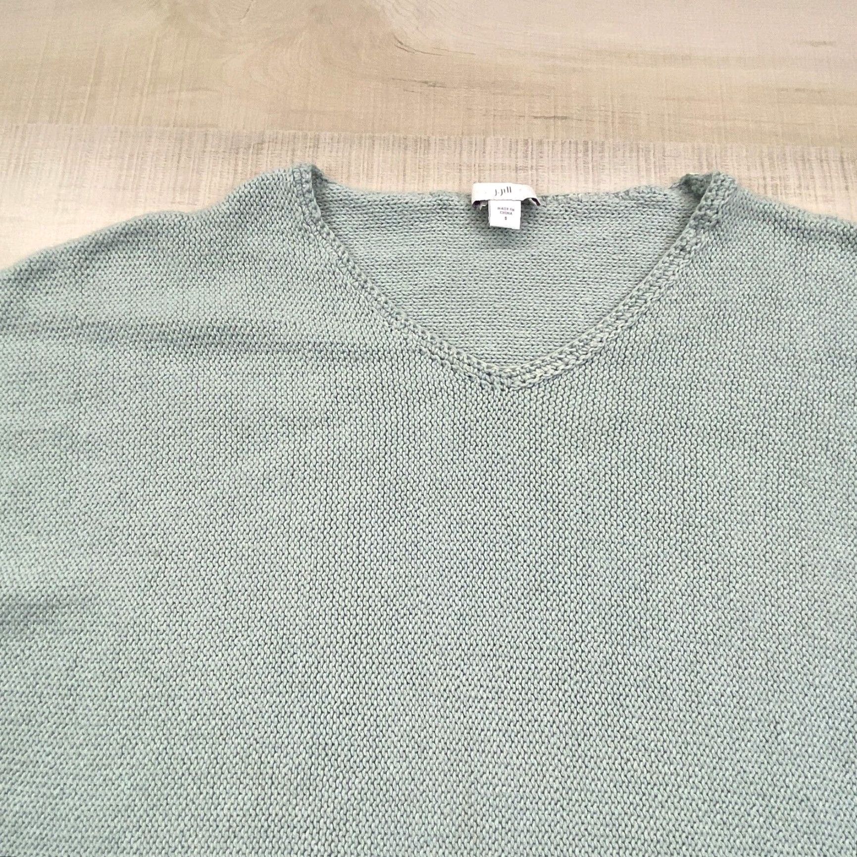 J. Jill J Jill Womens Green Linen Cotton Sweater Small Oversized Boxy V Neck Long Sleeves Size S / US 4 / IT 40 - 2 Thumbnail