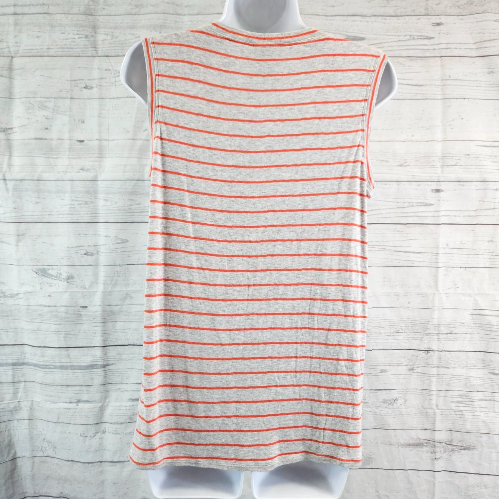Vintage Cabi Tank Top Womens Ruffle Gray Striped Rayon Blend Sz S Small Sleeveless Shirt Top Women Size S / US 4 / IT 40 - 4 Thumbnail