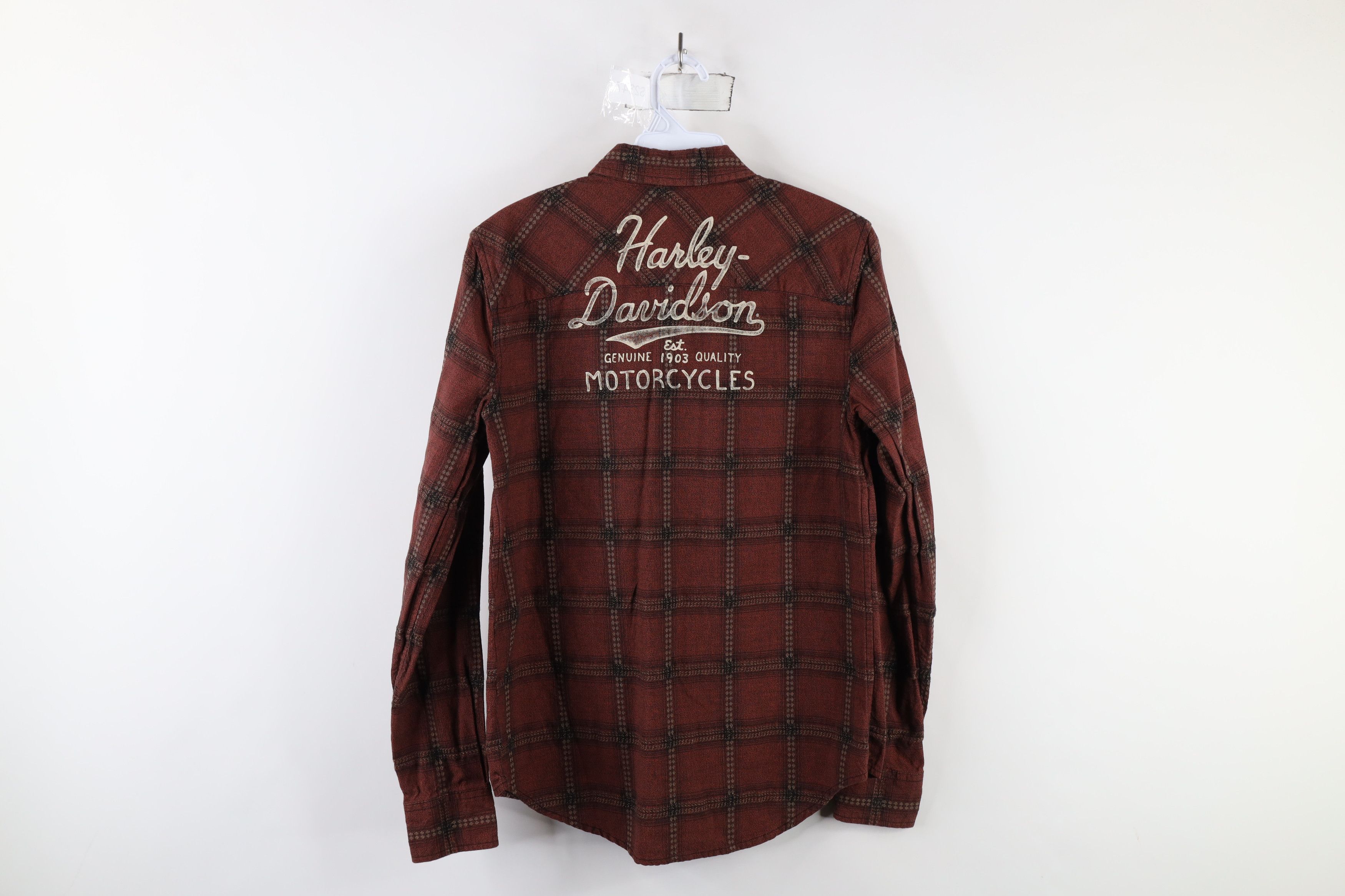 Harley Davidson × Vintage Vintage Harley Davidson Spell Flannel Button Shirt Cotton Size S / US 4 / IT 40 - 11 Thumbnail