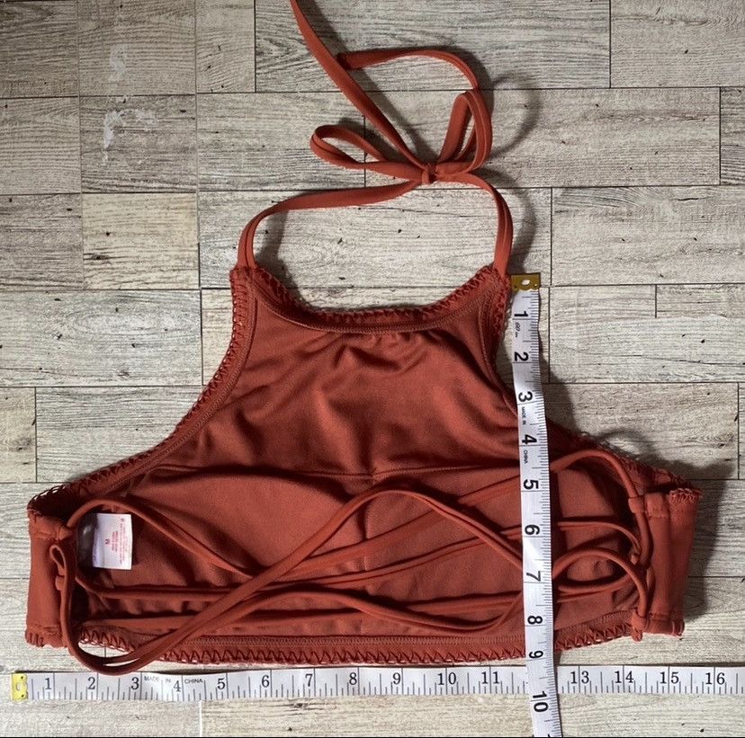Target Basics Xhilaration, Copper/Rust Knit, Strappy, Halter Bikini Top Size M / US 6-8 / IT 42-44 - 14 Thumbnail