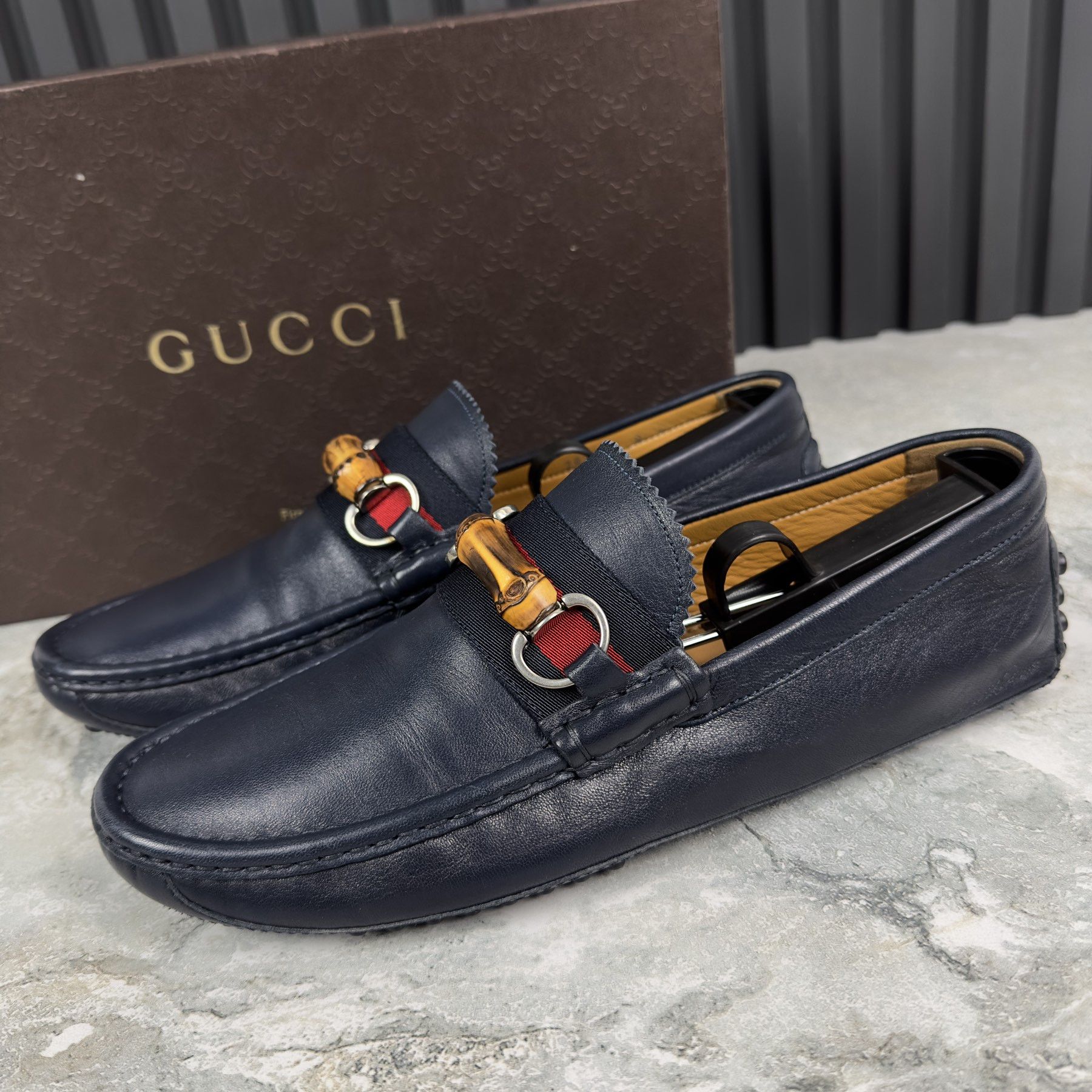 Gucci Bamboo Horsebit Moccasin Navy Leather 8 G | Grailed