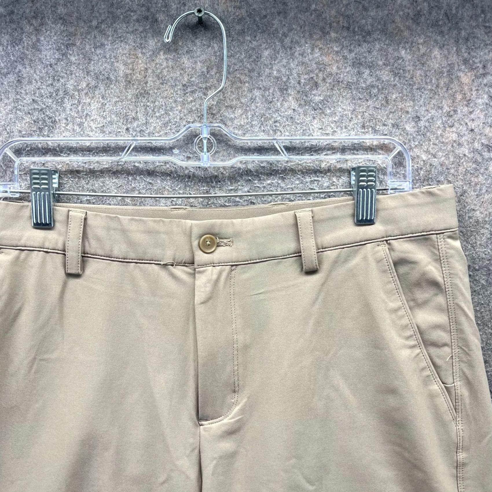 Vintage Greg Norma Shorts Mens 32 Beige Chino Flat Front Tan Khaki Stretch Golf Golfer Casual Business Travel Size US 32 / EU 48 - 7 Thumbnail
