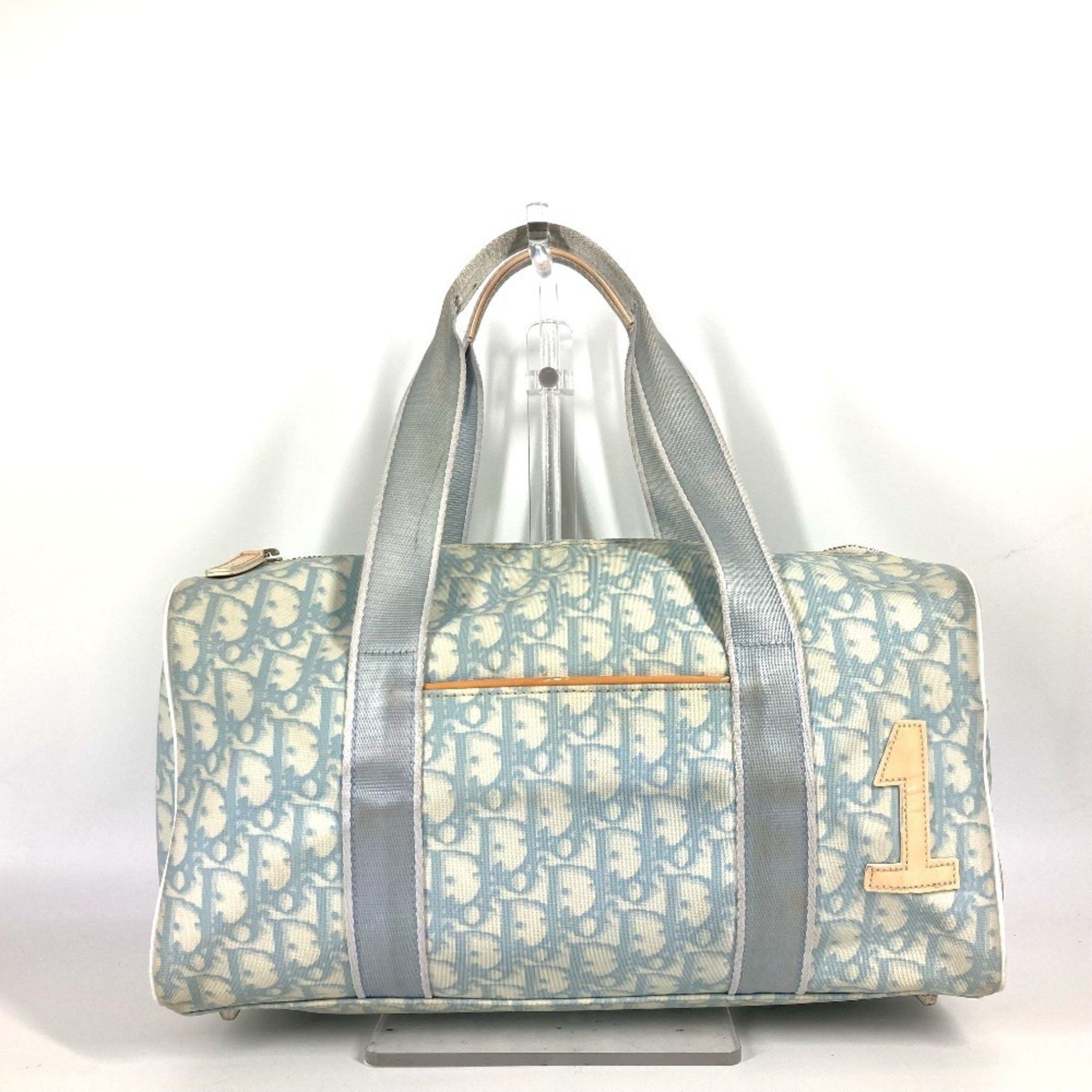 Christian Dior Dior Trotter No.1 Logo Mini Boston Bag, Handbag, Leather, Women's, Blue