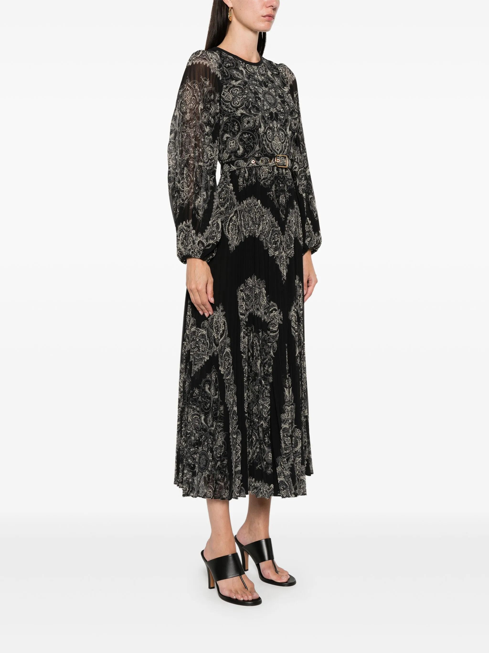 Zimmermann oc11z0825 Sunray Midi Dress in Black/White Size XS / US 0-2 / IT 36-38 - 3 Thumbnail