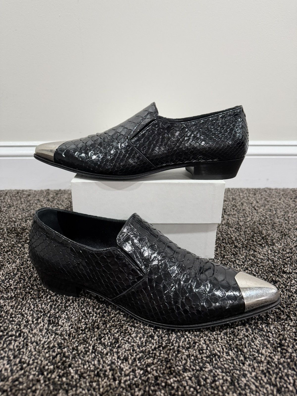 Celine × Hedi Slimane Celine x Hedi SS19 Python Jacno Slipper Shoes 30 Metal Toe Size US 10 / EU 43 - 2 Thumbnail