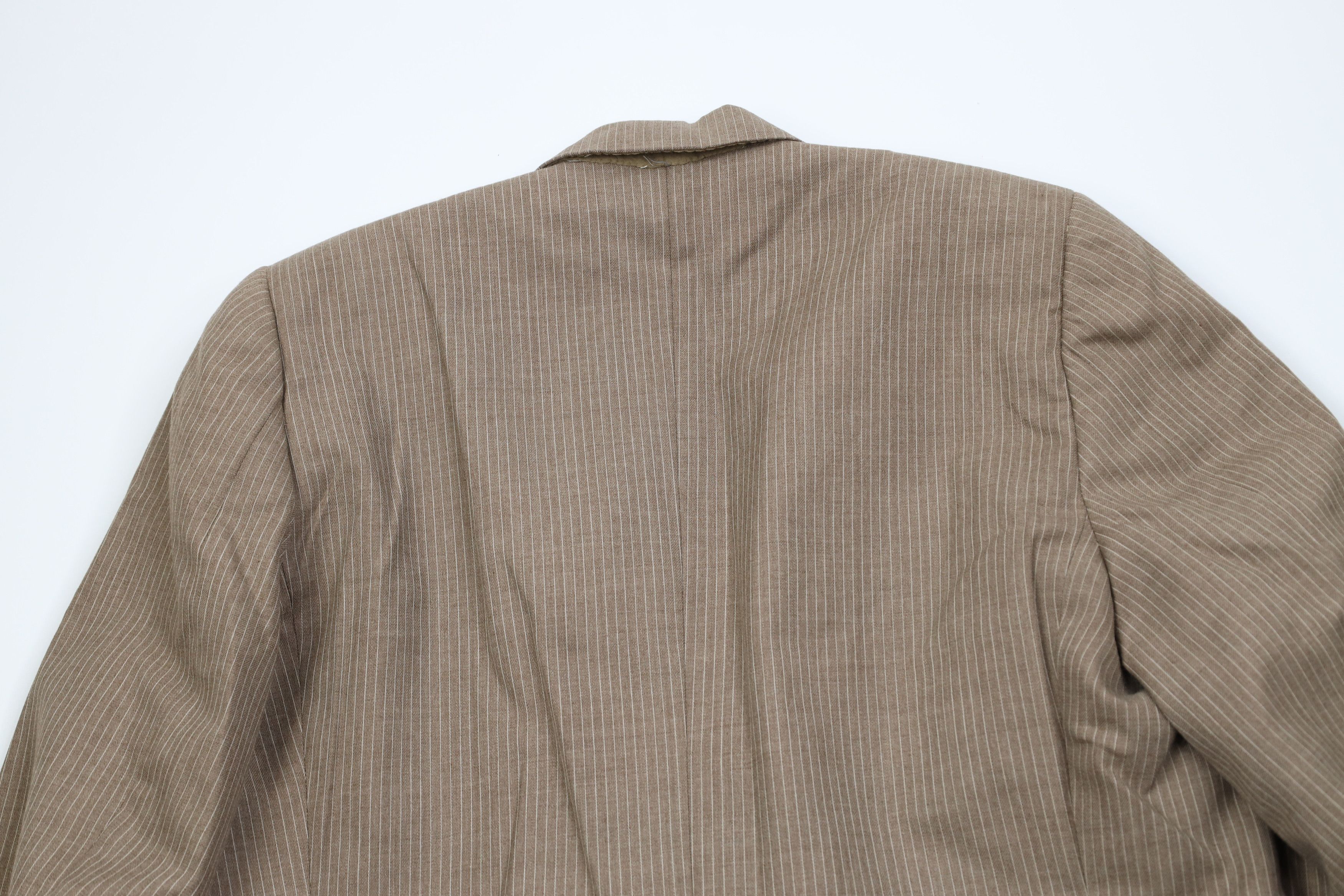 Vintage Vintage 70s Streetwear 3 Piece Stripe Suit Wedding Brown Size 44L - 5 Thumbnail