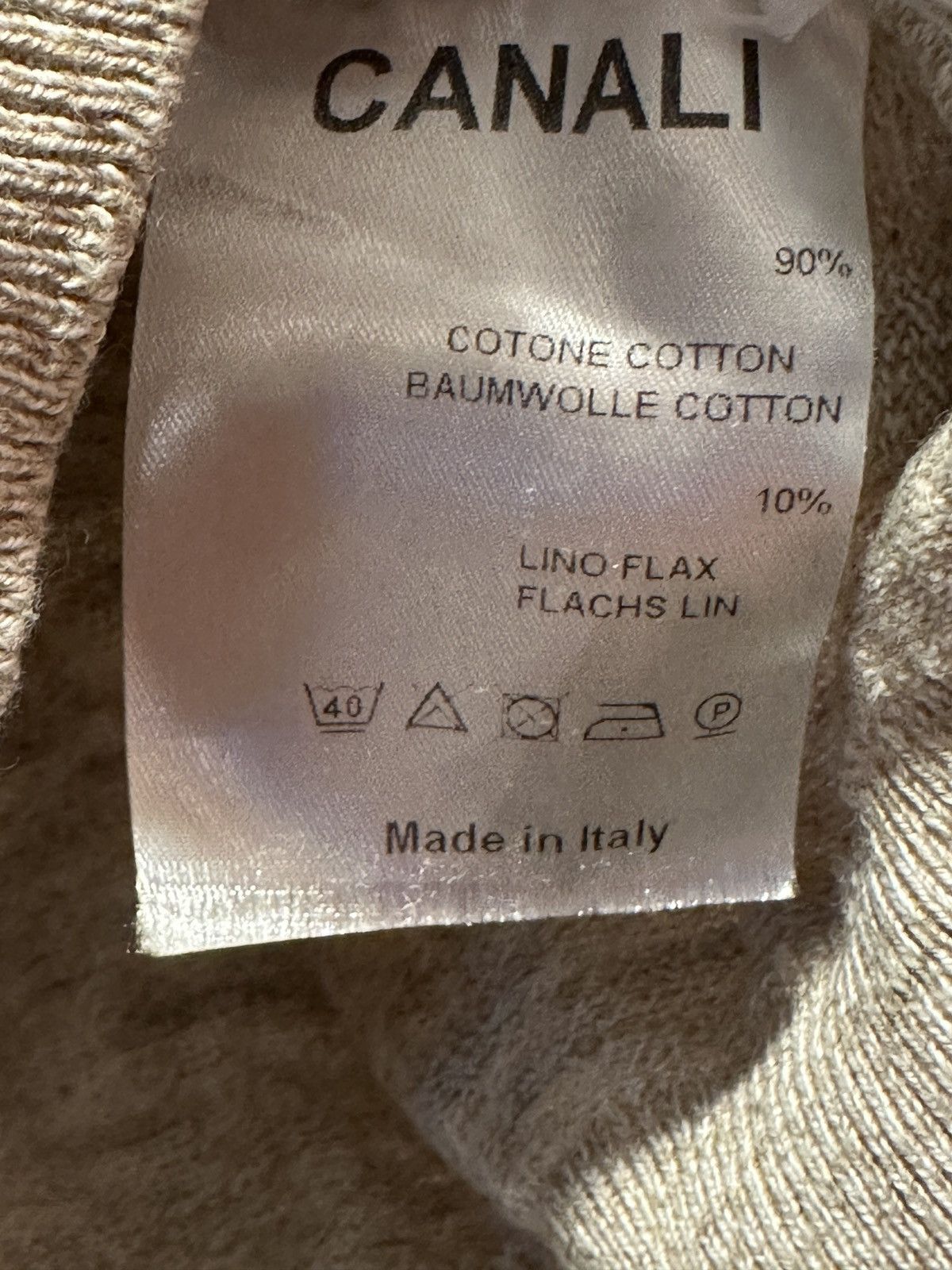 Canali Canali Beige Marl Knit Zip Polo Made in Italy Size US M / EU 48-50 / 2 - 7 Thumbnail