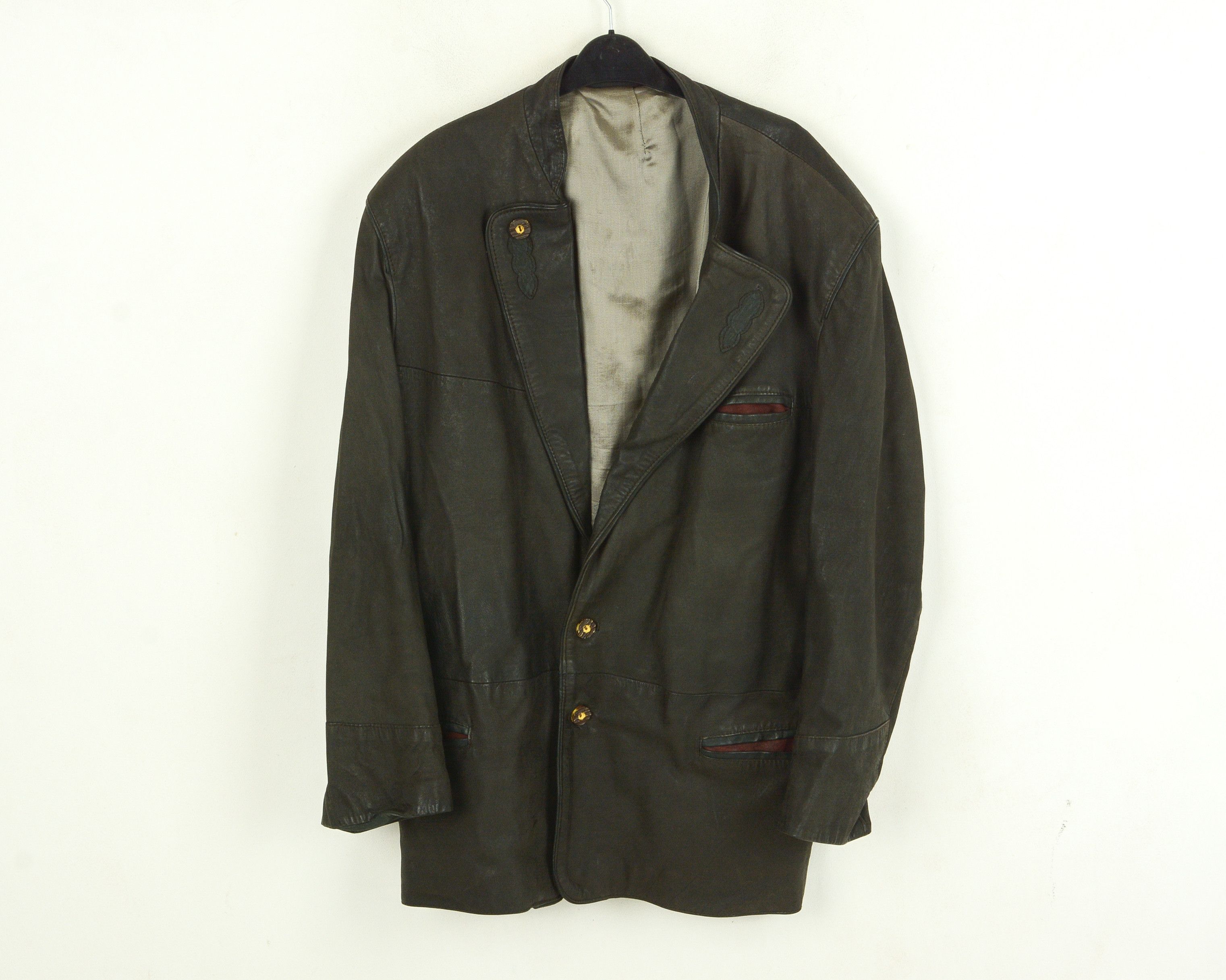 Leather × Vintage New Fast 4XL Genuine Leather Trachten Jacket Coat Blazer VTG Size US XXL / EU 58 / 5 - 1 Thumbnail
