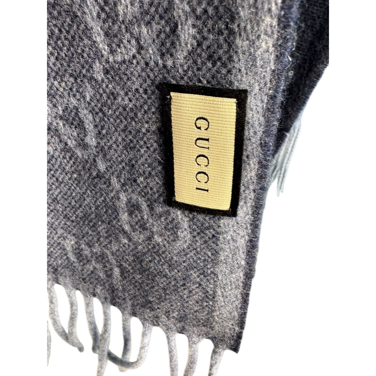 Gucci Gucci Nikky Wool GG Monogram Web Stripe Scarf Midnight Blue Size ONE SIZE - 13 Thumbnail