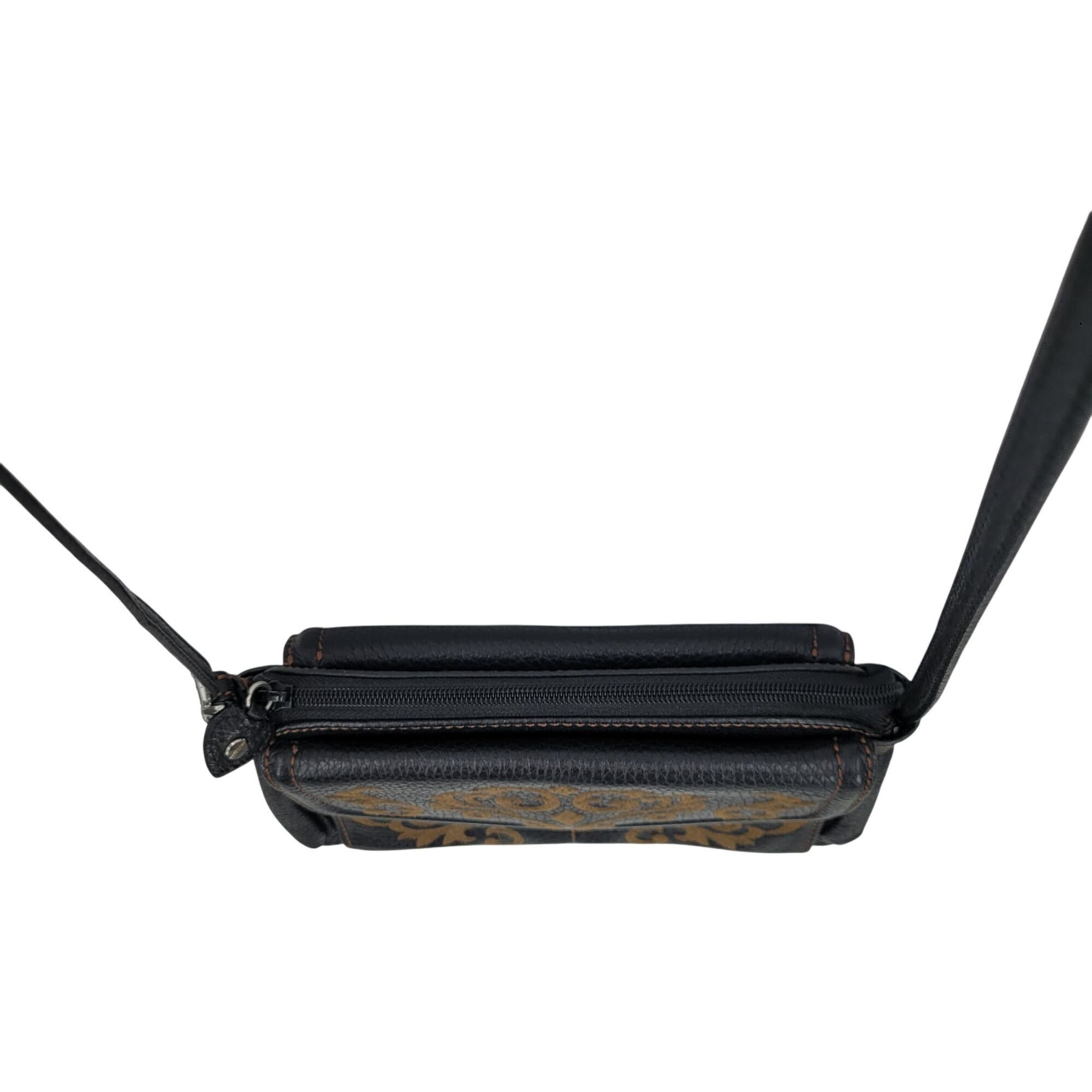 Brighton Brighton Black Leather Crossbody Embroidered Multiple Pocket Size ONE SIZE - 15 Thumbnail