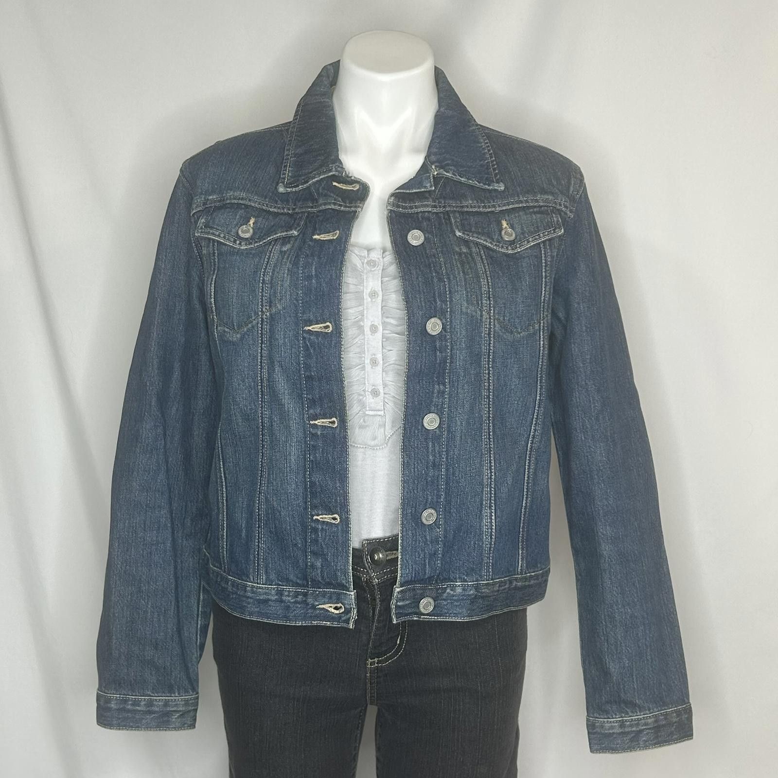 Gap GAP Factory Women's Classic Dark Wash Denim Jacket, Medium Size M / US 6-8 / IT 42-44 - 5 Thumbnail