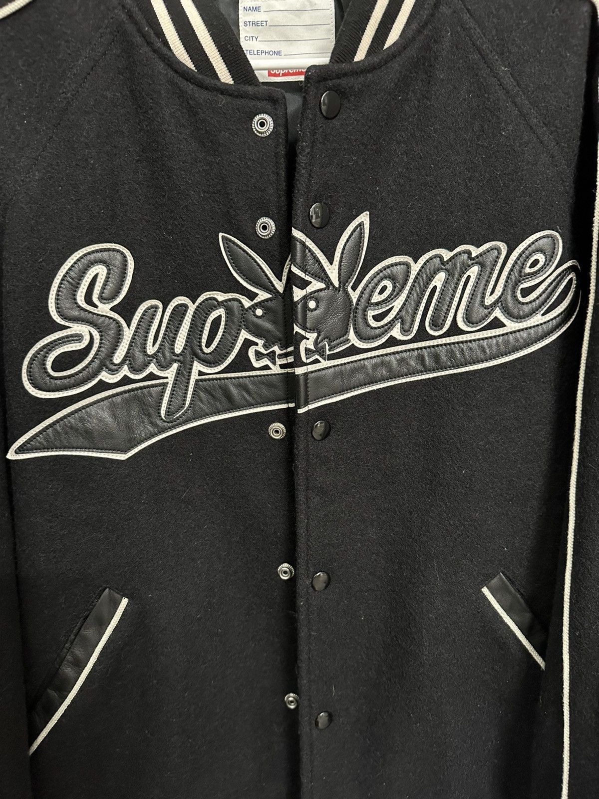 Playboy × Supreme Supreme x Playboy Wool Varsity Jacket Black FW17 Large Size US L / EU 52-54 / 3 - 5 Thumbnail