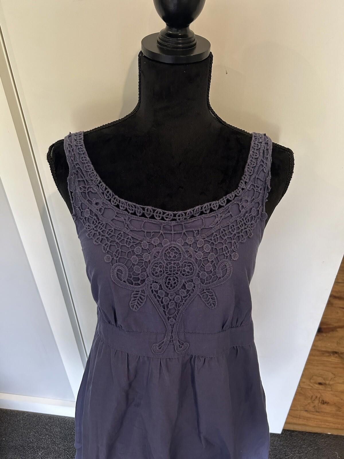 Esprit Esprit Linen Dress Blue Lined Crocheted Detail-Size 10 (003) Size M / US 6-8 / IT 42-44 - 5 Thumbnail